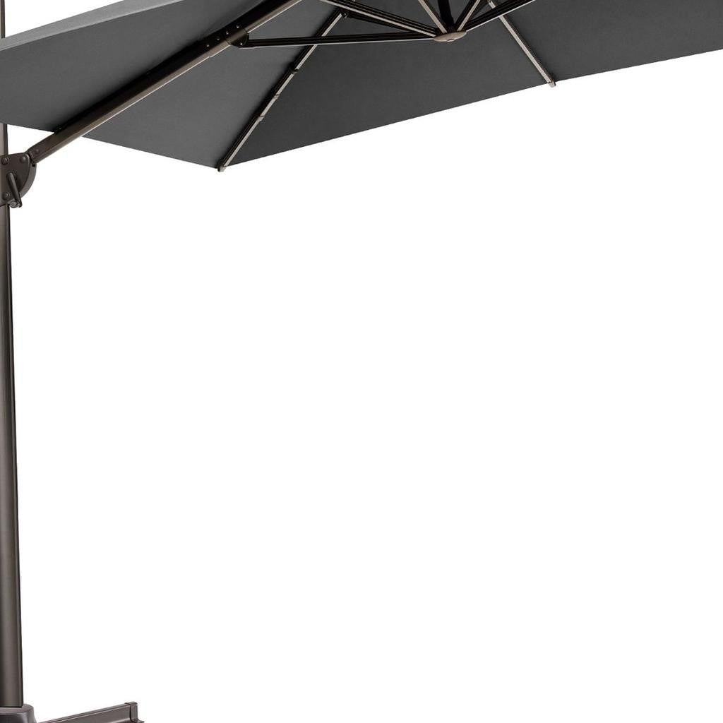 11' Dark Gray Polyester Round Tilt Cantilever Patio Umbrella With Stand