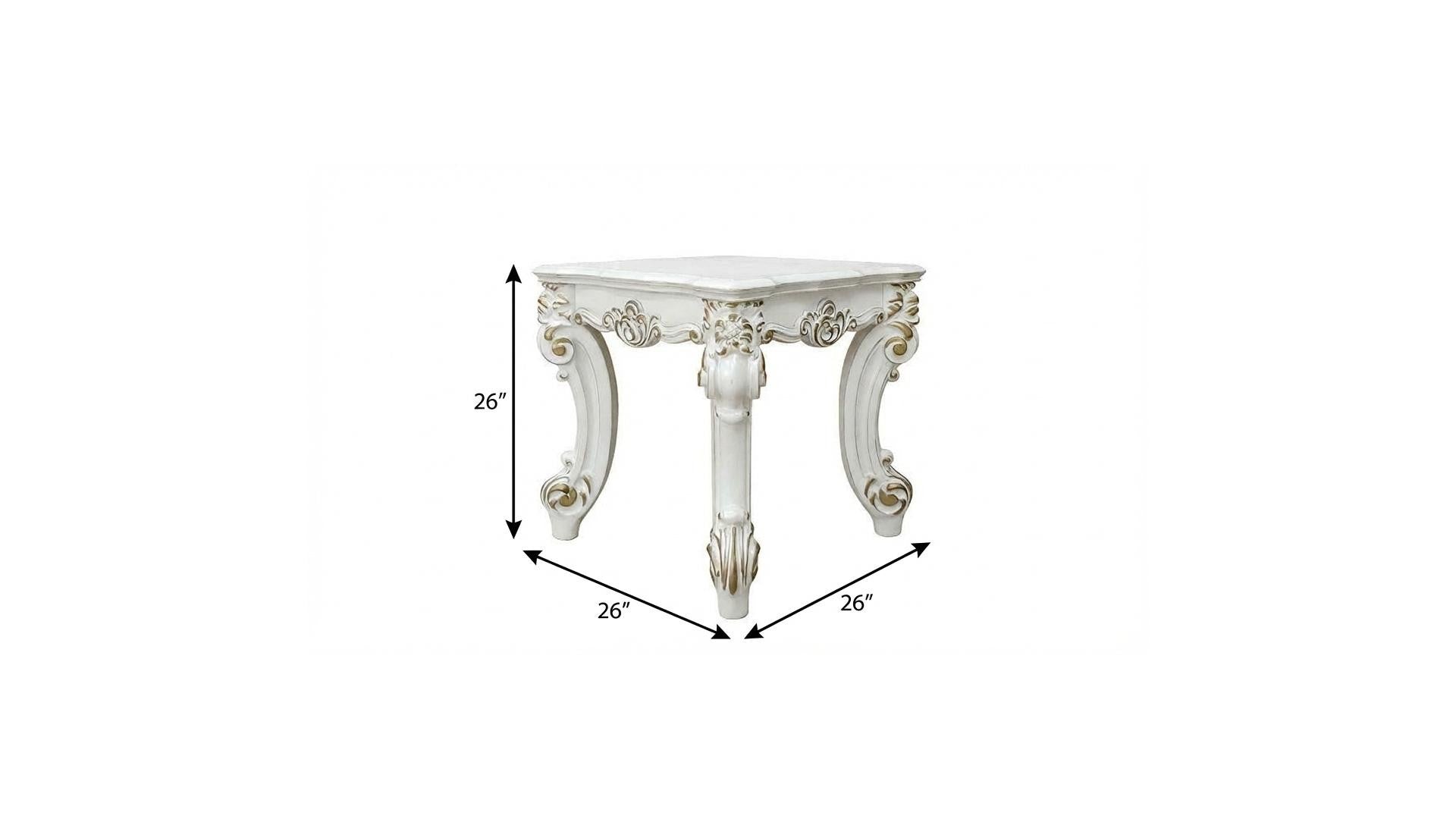 26" Antique Pearl Manufactured Wood Square End Table