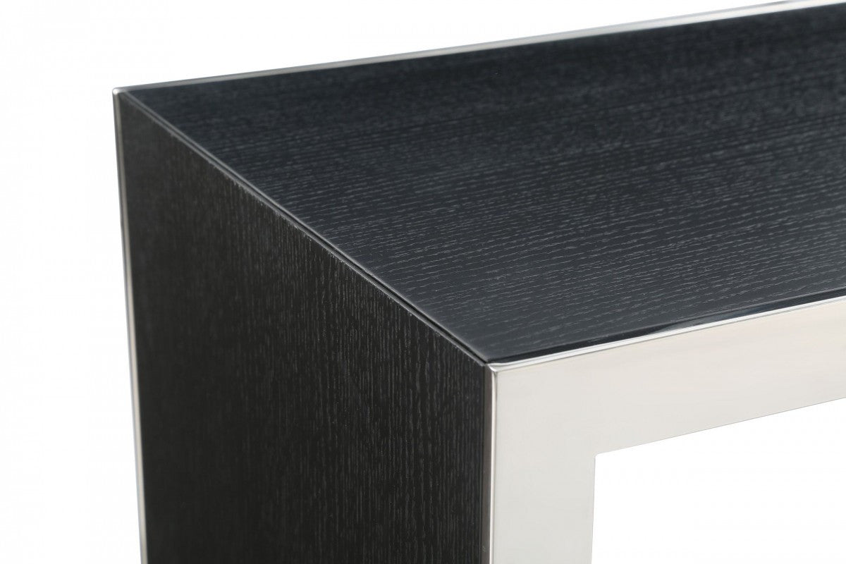 50" Black And Silver Rectangular High Top Bar Table