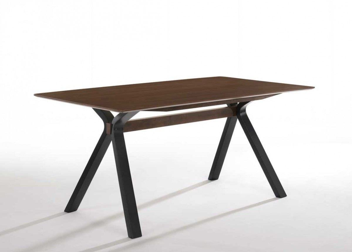 63" Brown and Black Wood Trestle Base Dining Table