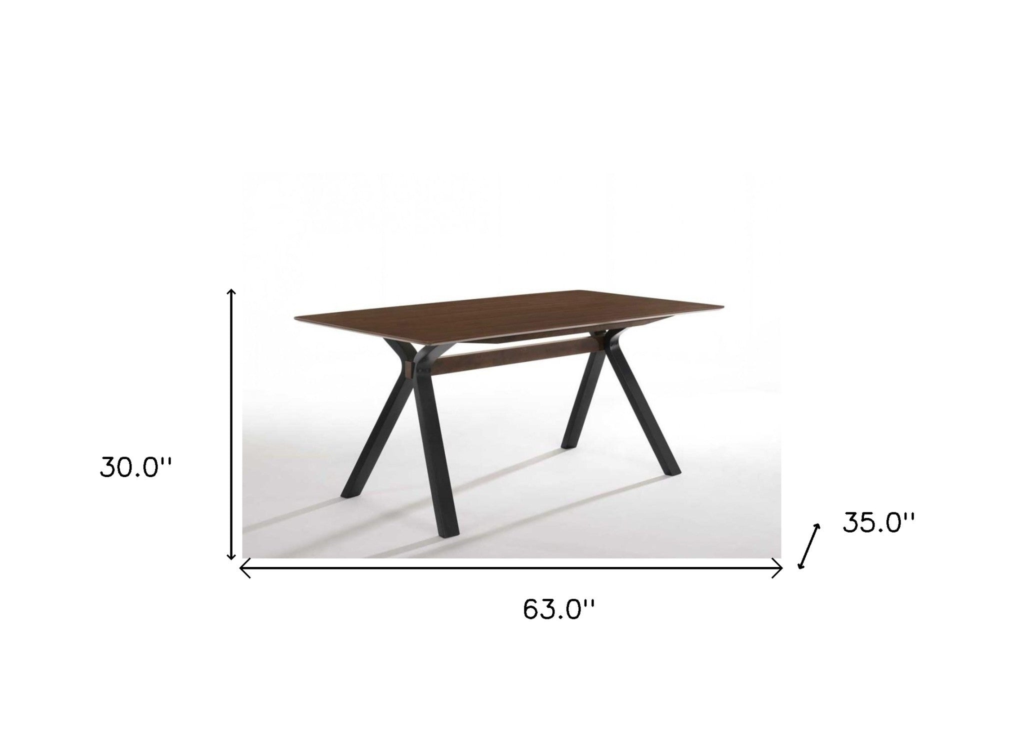 63" Brown and Black Wood Trestle Base Dining Table