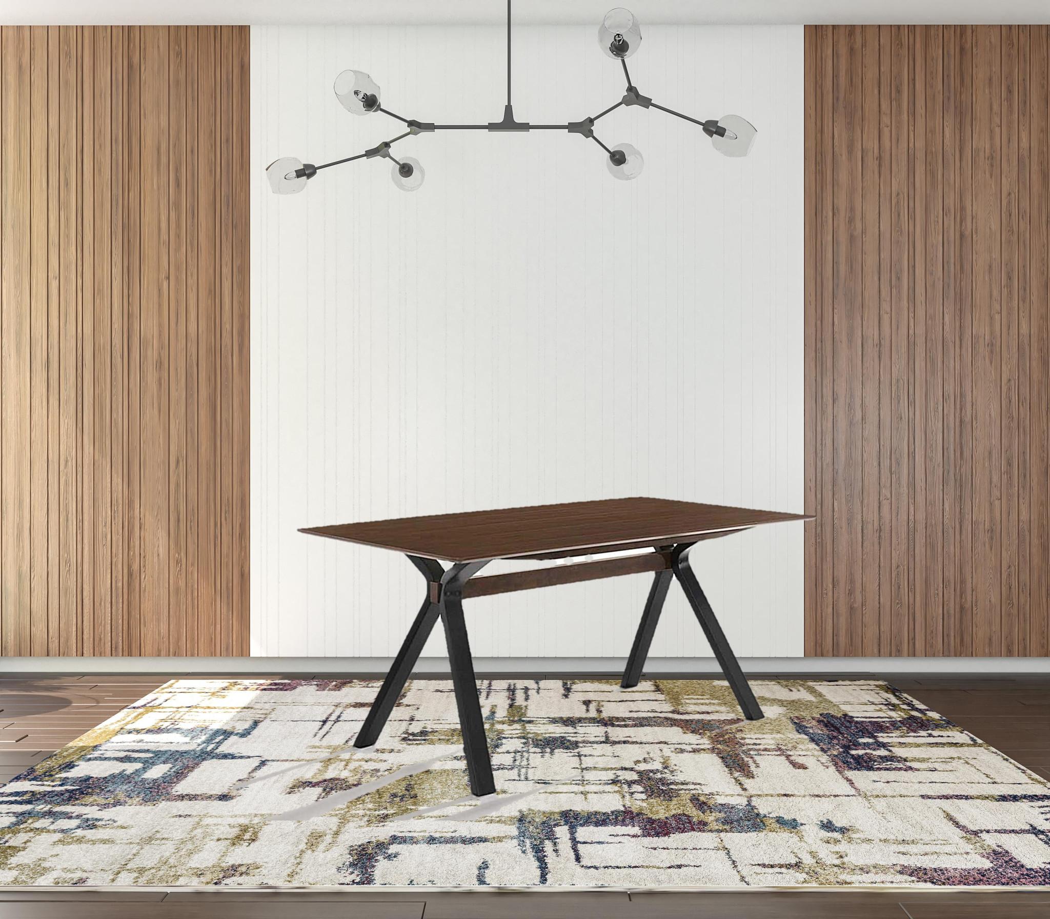 63" Brown and Black Wood Trestle Base Dining Table