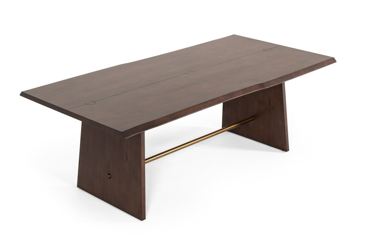 87" Brown Solid Wood Sled Base Dining Table