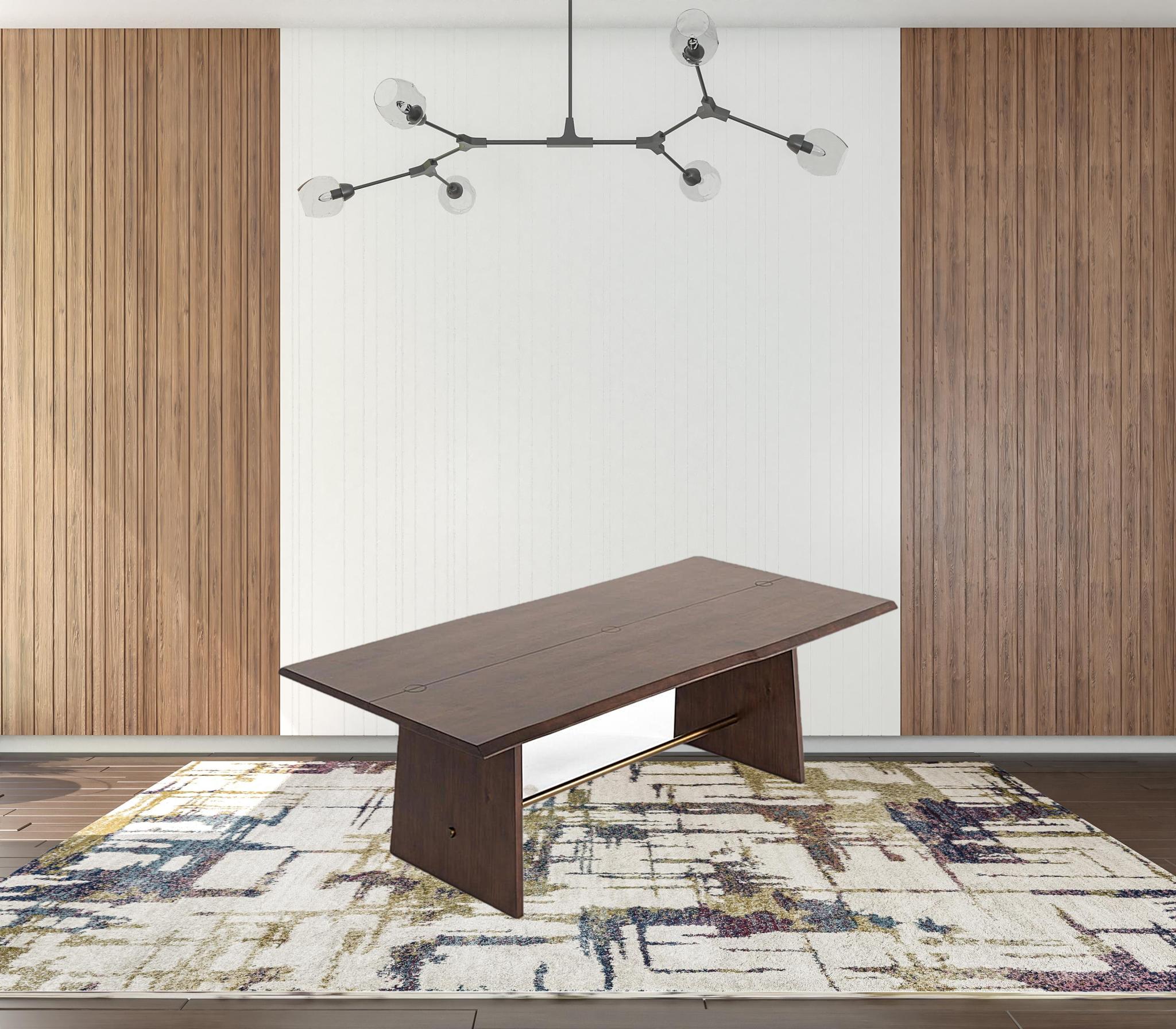 87" Brown Solid Wood Sled Base Dining Table