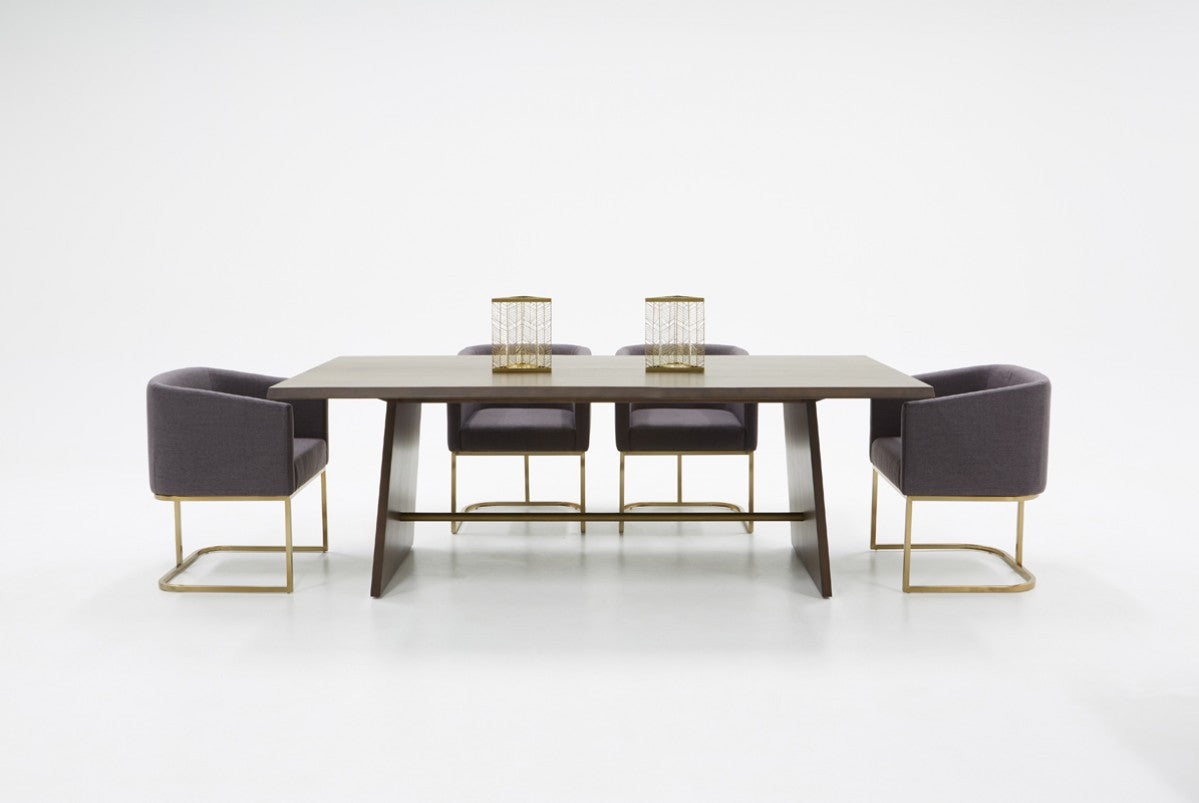 87" Brown Solid Wood Sled Base Dining Table