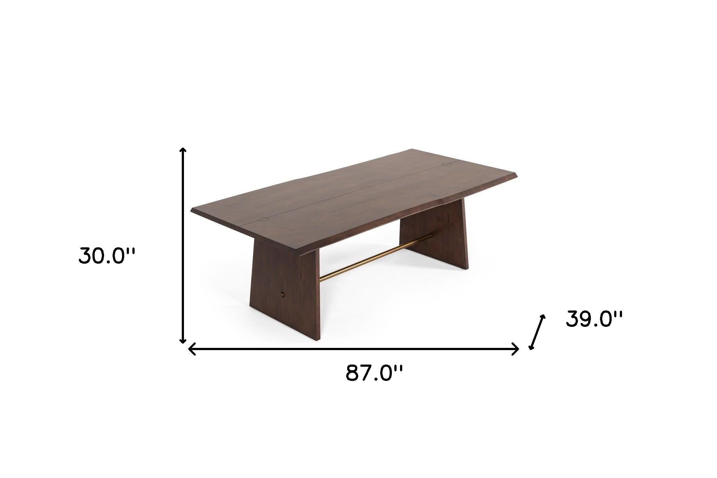 87" Brown Solid Wood Sled Base Dining Table