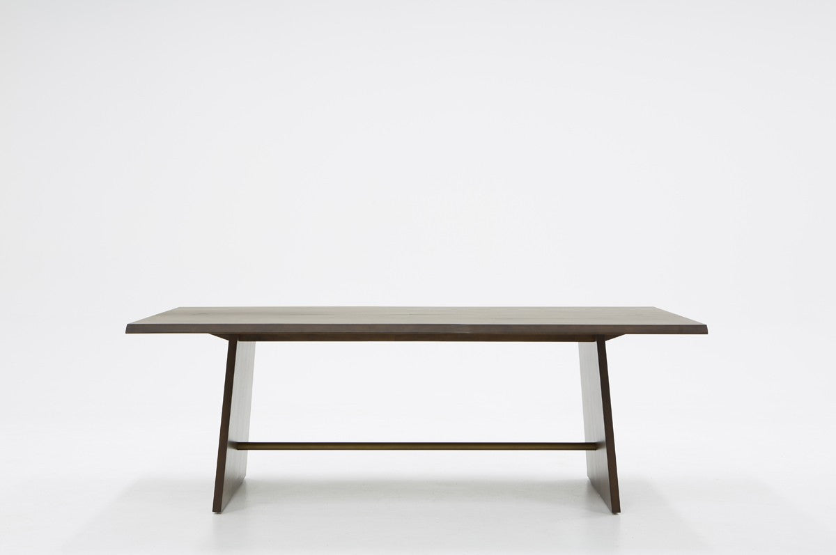 87" Brown Solid Wood Sled Base Dining Table
