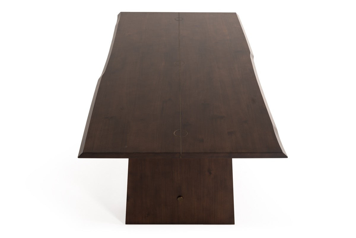 87" Brown Solid Wood Sled Base Dining Table
