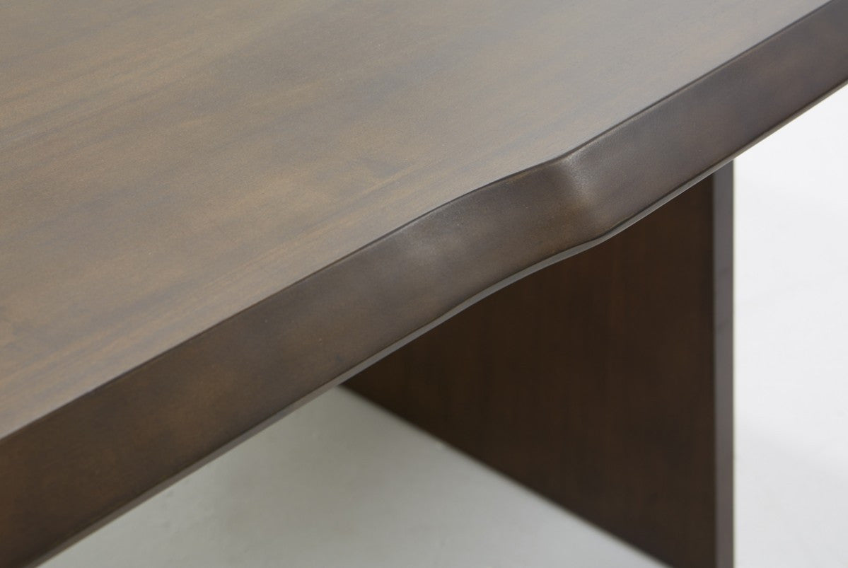 87" Brown Solid Wood Sled Base Dining Table