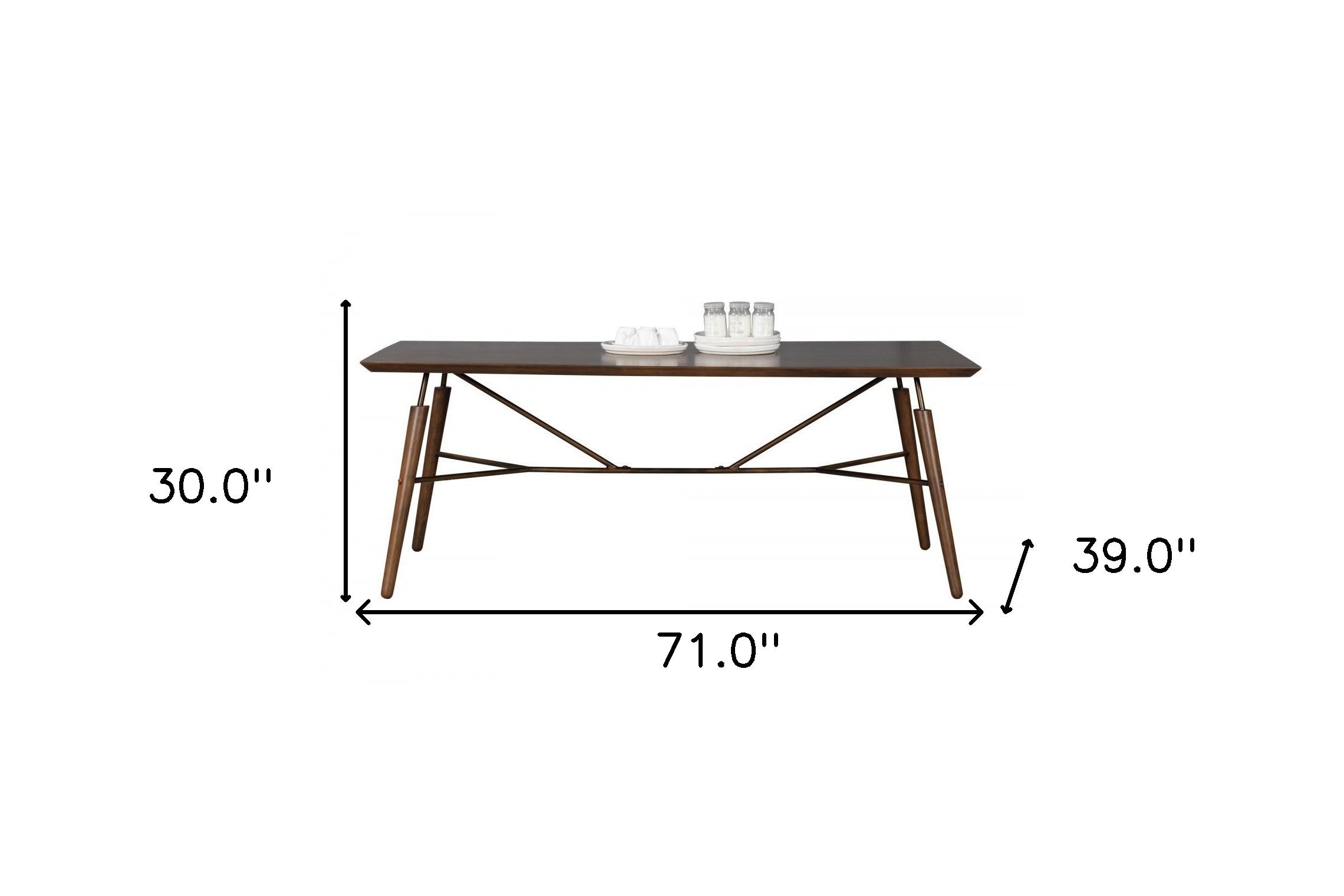 71" Brown Wood Dining Table
