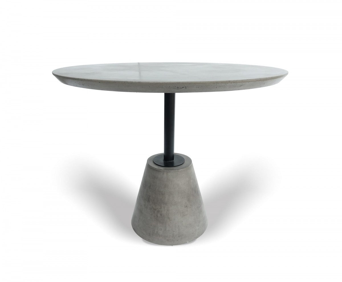 35" Gray Concrete Pedestal Base Round Top Dining Table