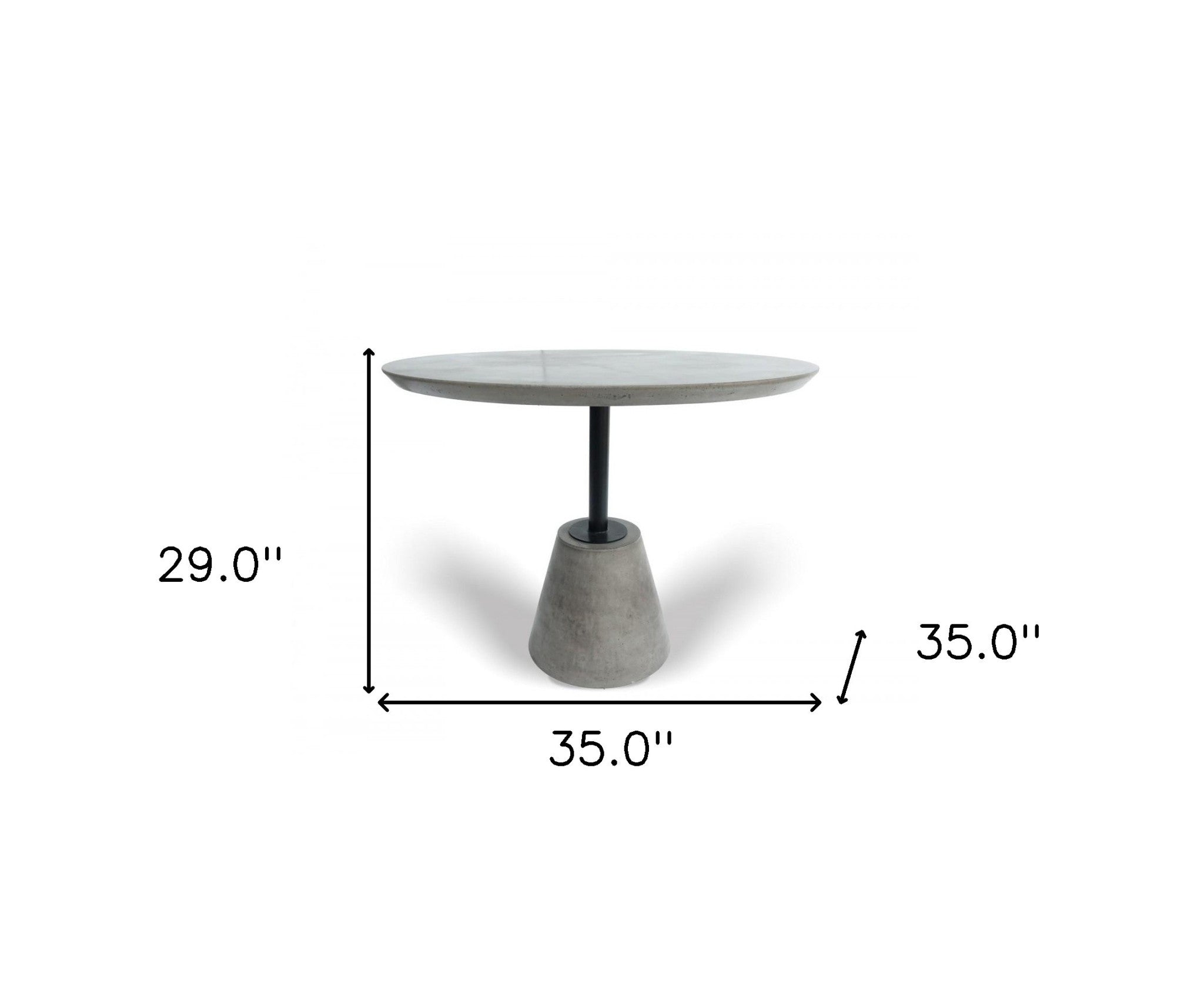 35" Gray Concrete Pedestal Base Round Top Dining Table
