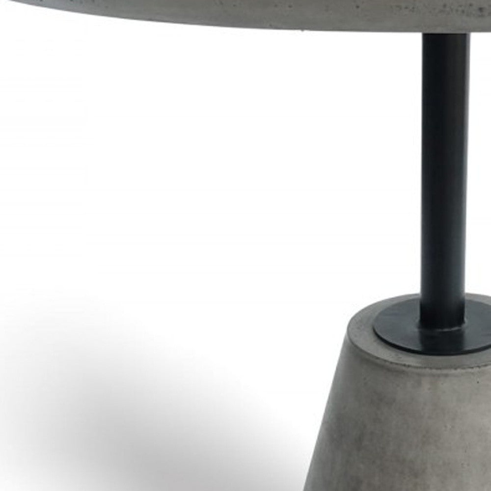 35" Gray Concrete Pedestal Base Round Top Dining Table