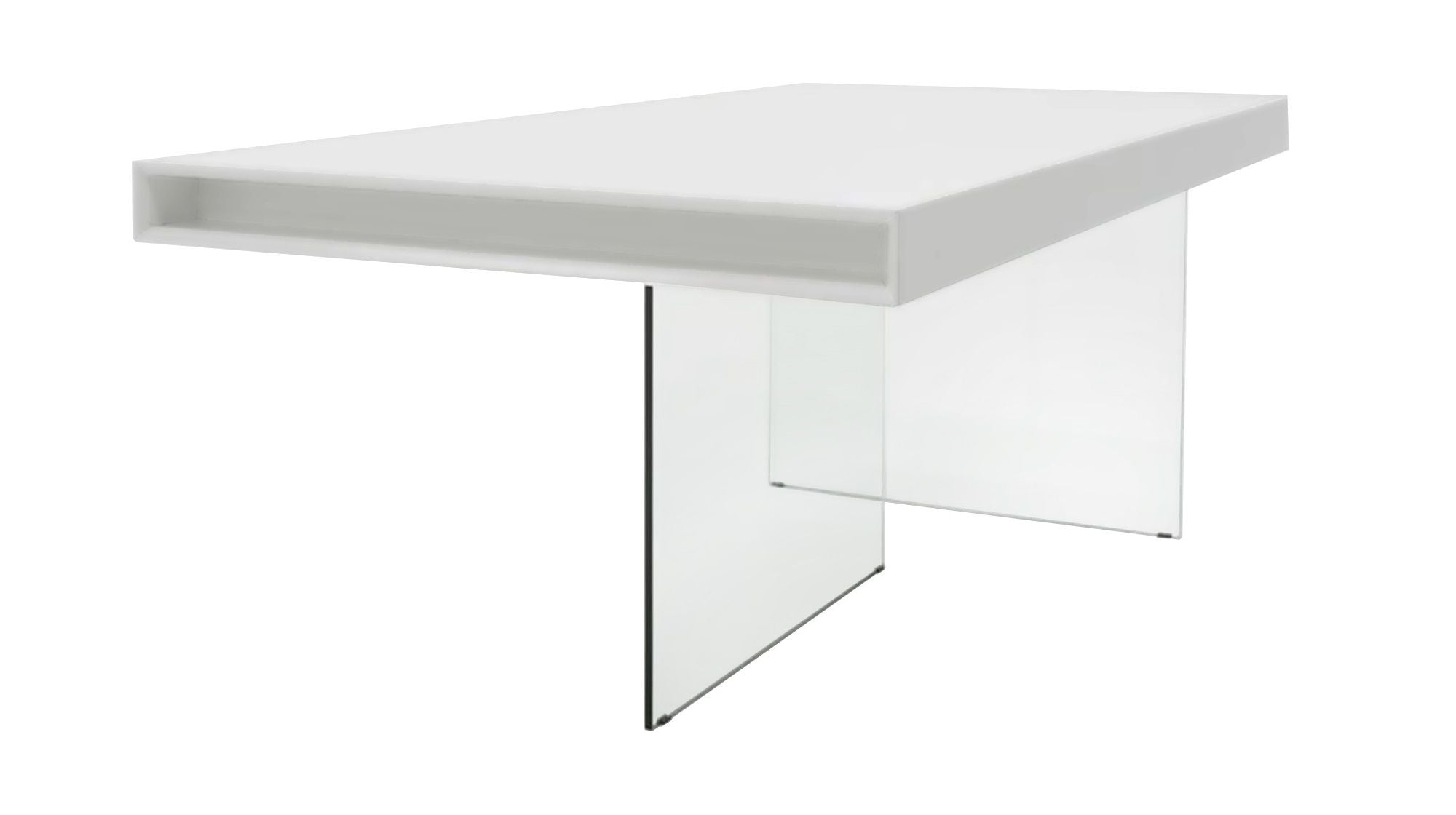79" White and Clear Wood and Glass Trestle Base Dining Table