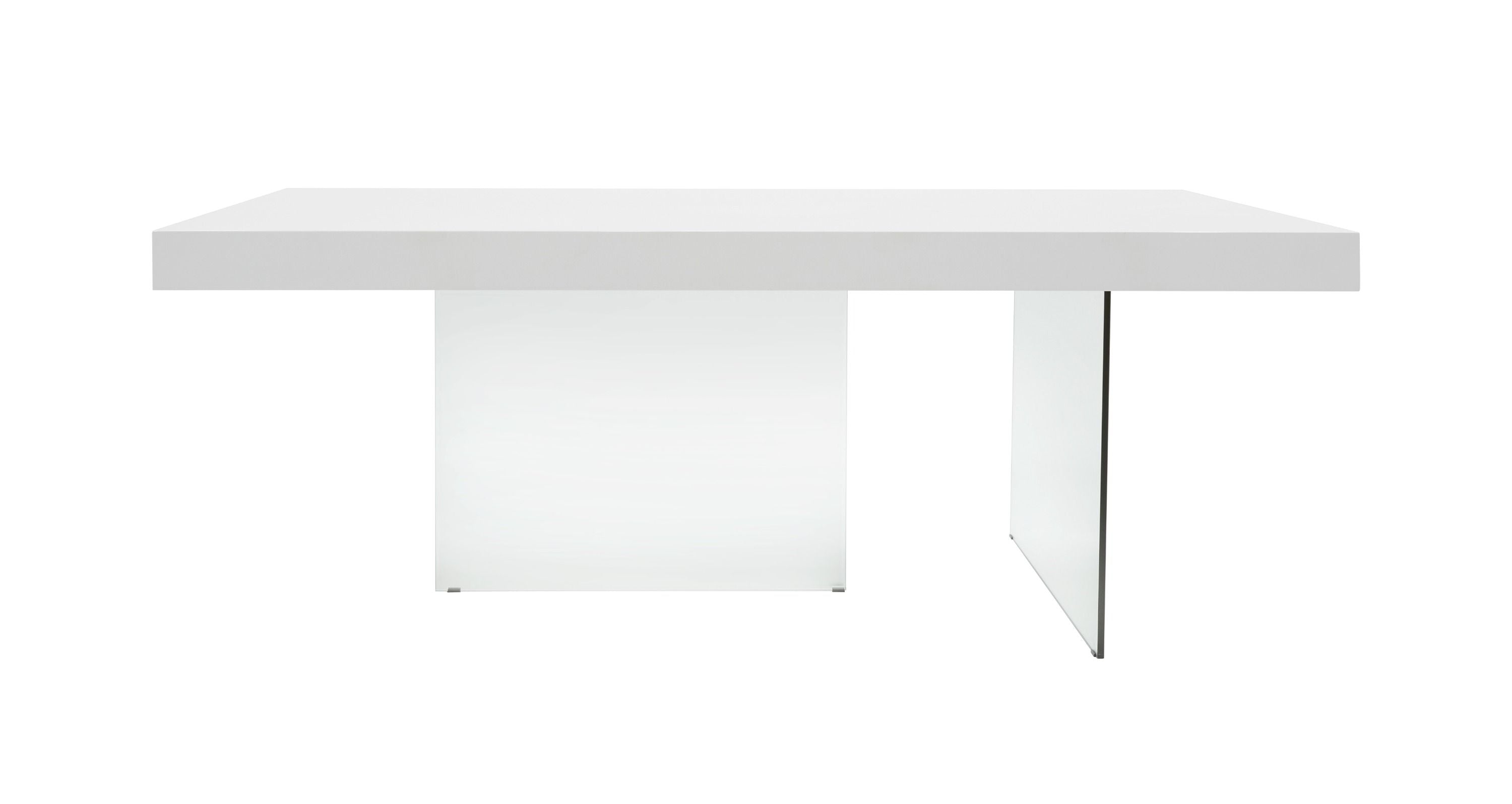 79" White and Clear Wood and Glass Trestle Base Dining Table