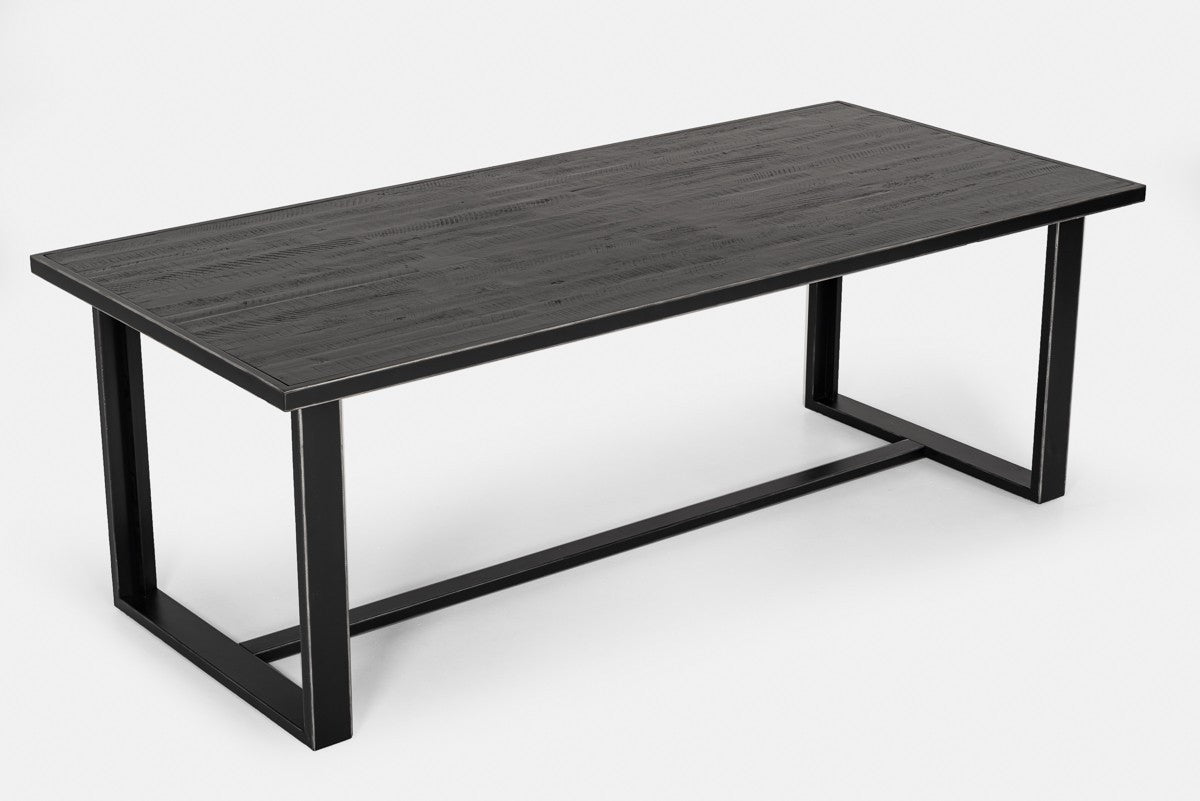 87" Black Solid Wood and Metal Sled Base Dining Table
