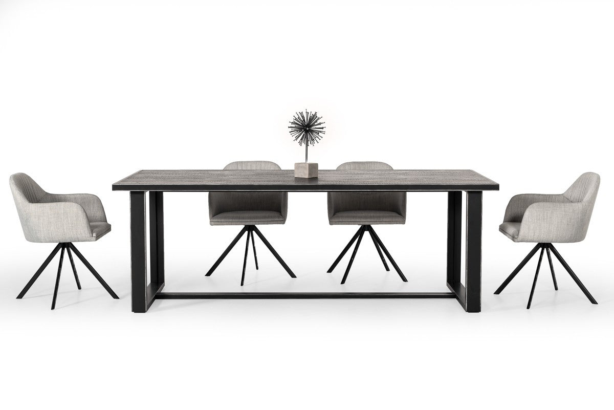 87" Black Solid Wood and Metal Sled Base Dining Table