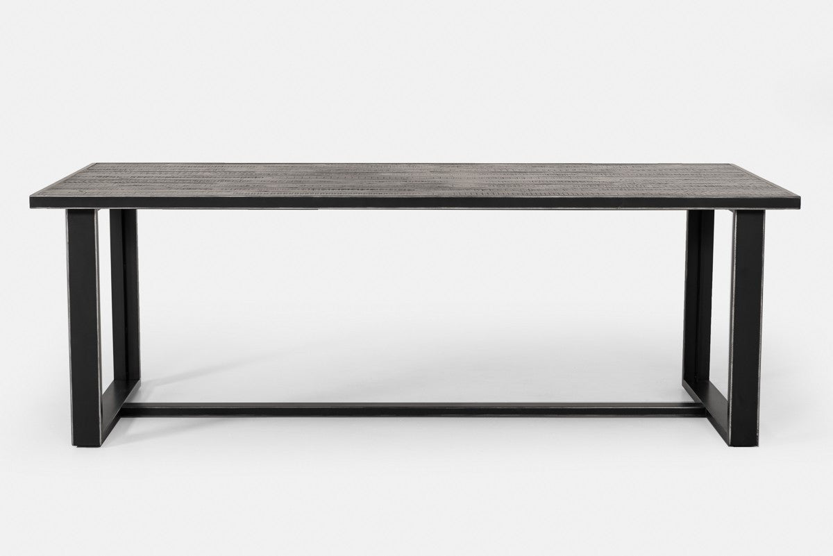 87" Black Solid Wood and Metal Sled Base Dining Table