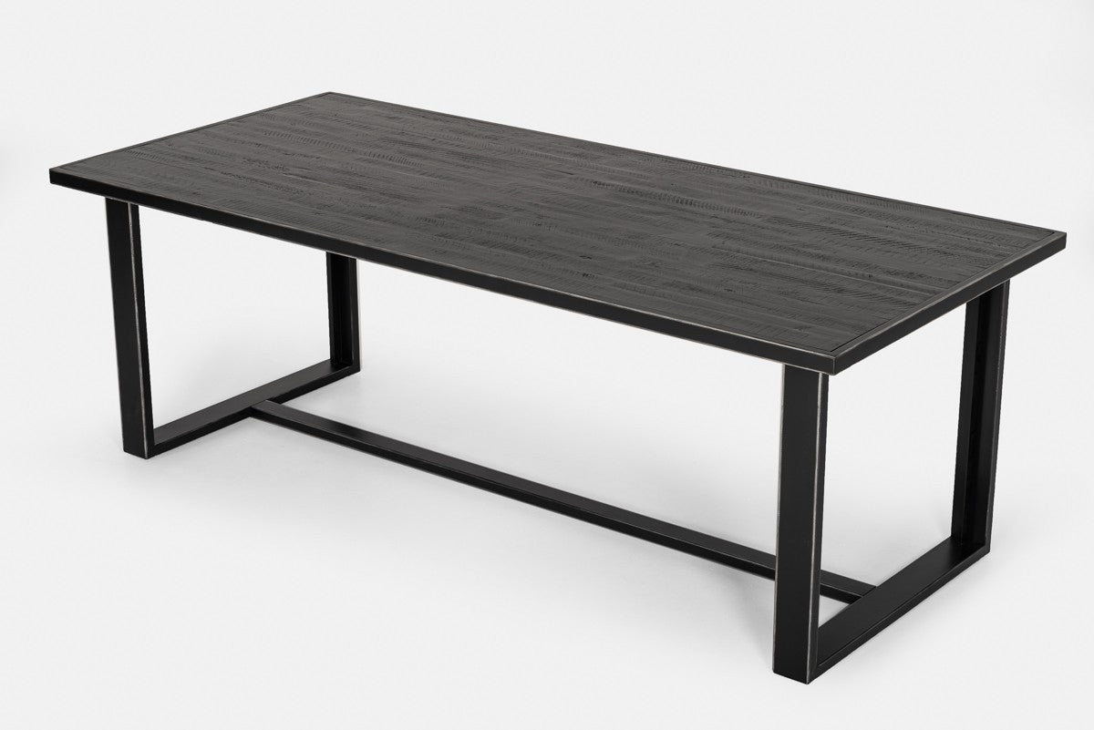 87" Black Solid Wood and Metal Sled Base Dining Table
