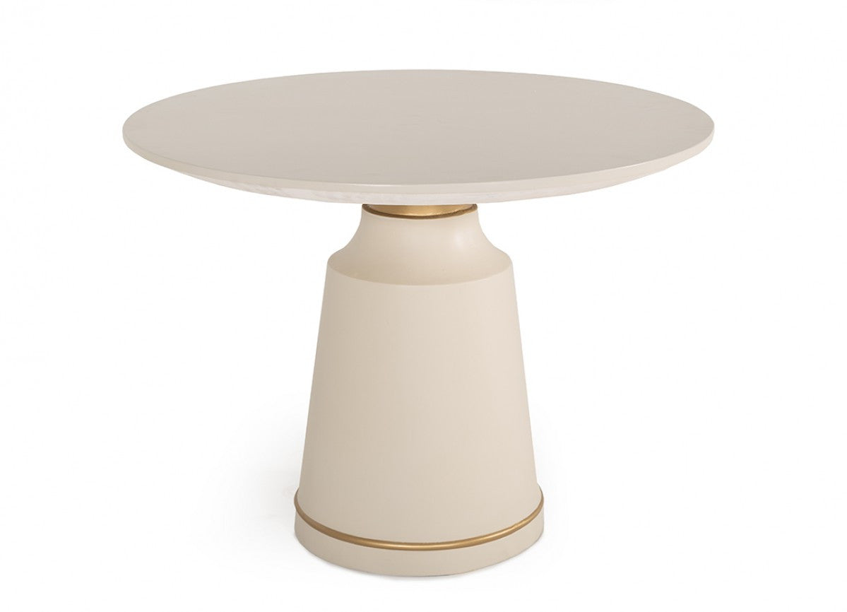 39" Off White Concrete Pedestal Base Round Top Dining Table