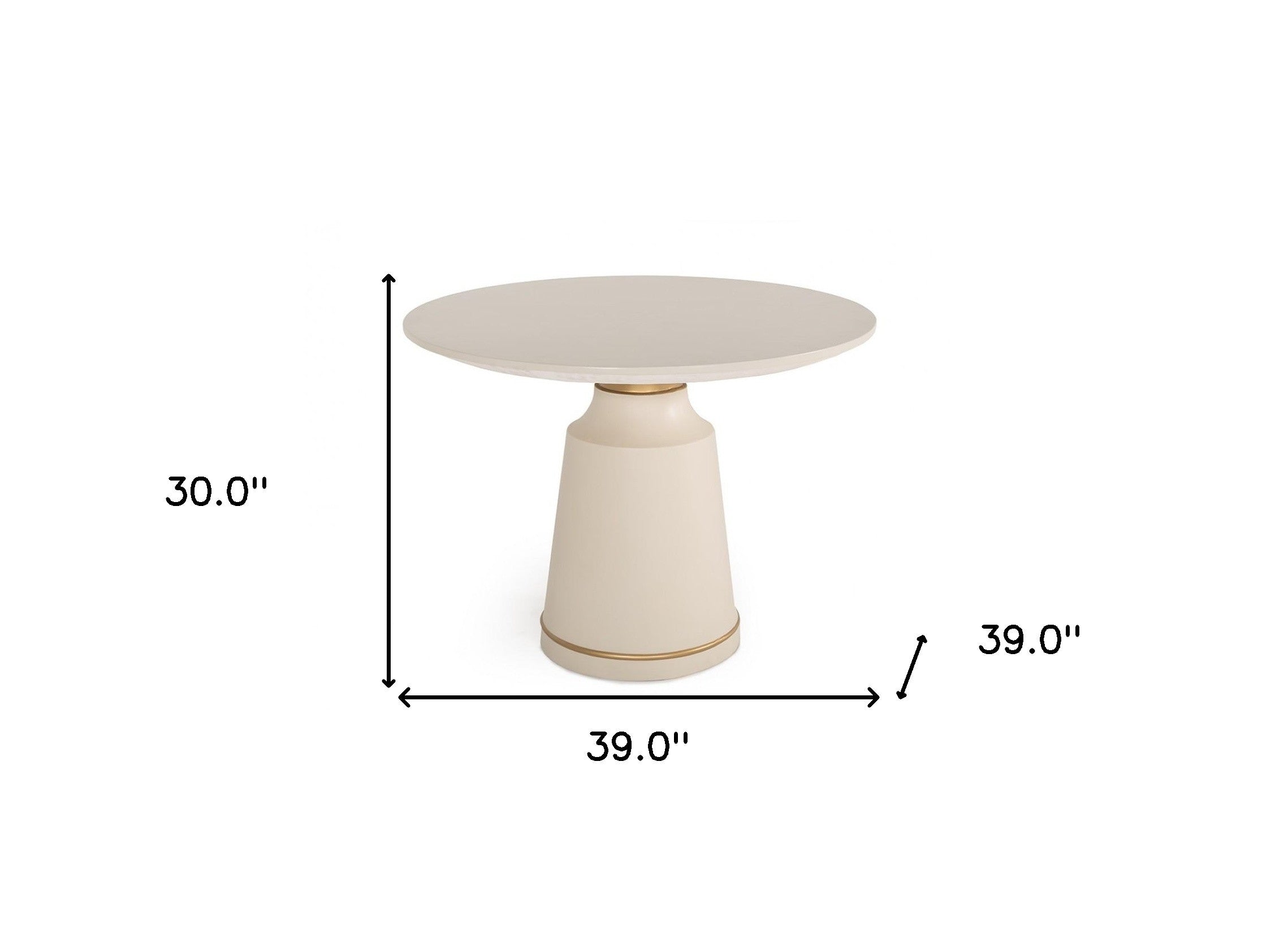 39" Off White Concrete Pedestal Base Round Top Dining Table