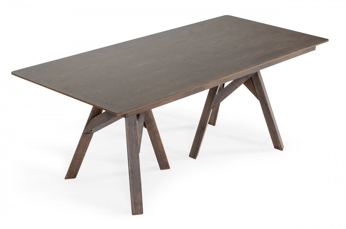 79" Brown Solid Wood Double Pedestal Base Dining Table