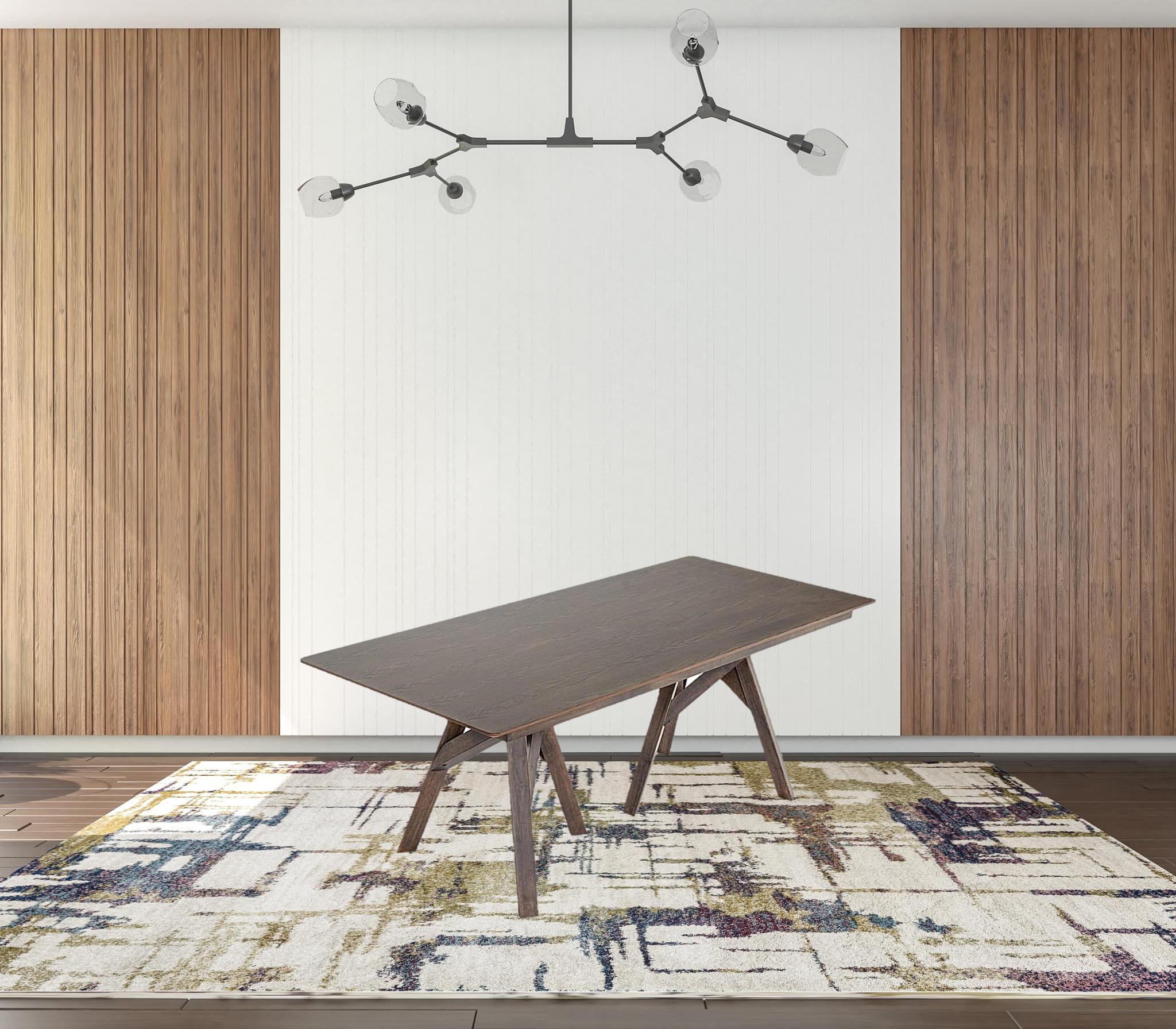 79" Brown Solid Wood Double Pedestal Base Dining Table