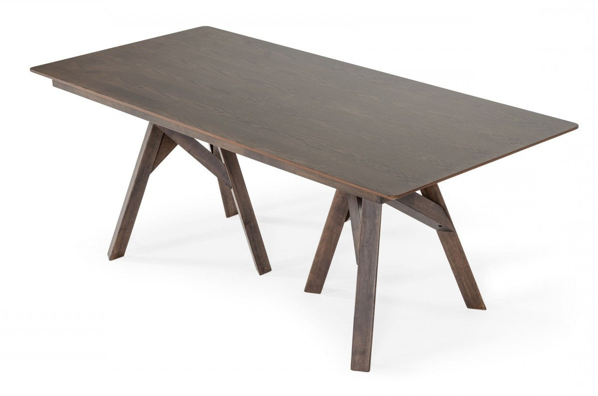 79" Brown Solid Wood Double Pedestal Base Dining Table