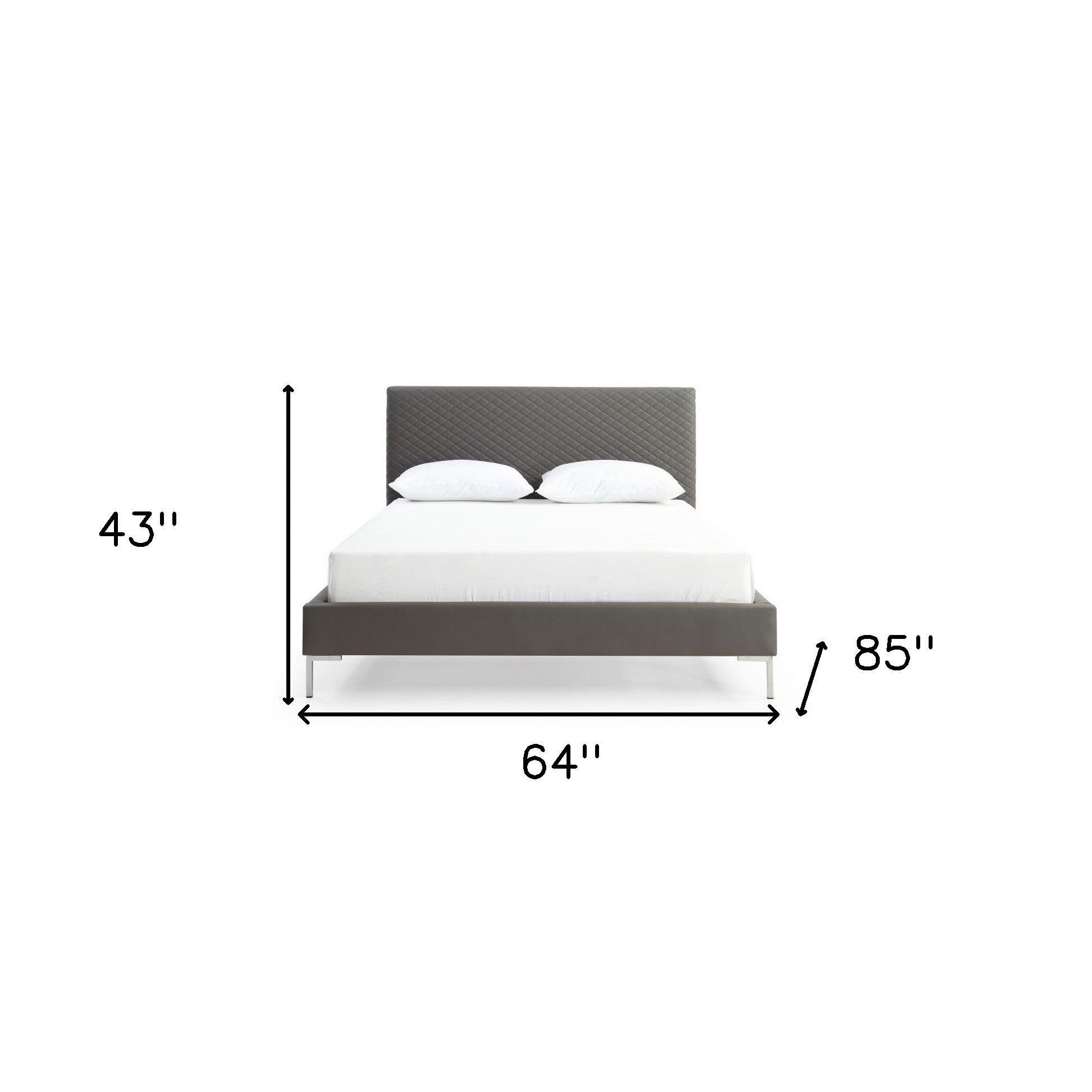 Dark Gray Faux Leather Queen Bed Frame