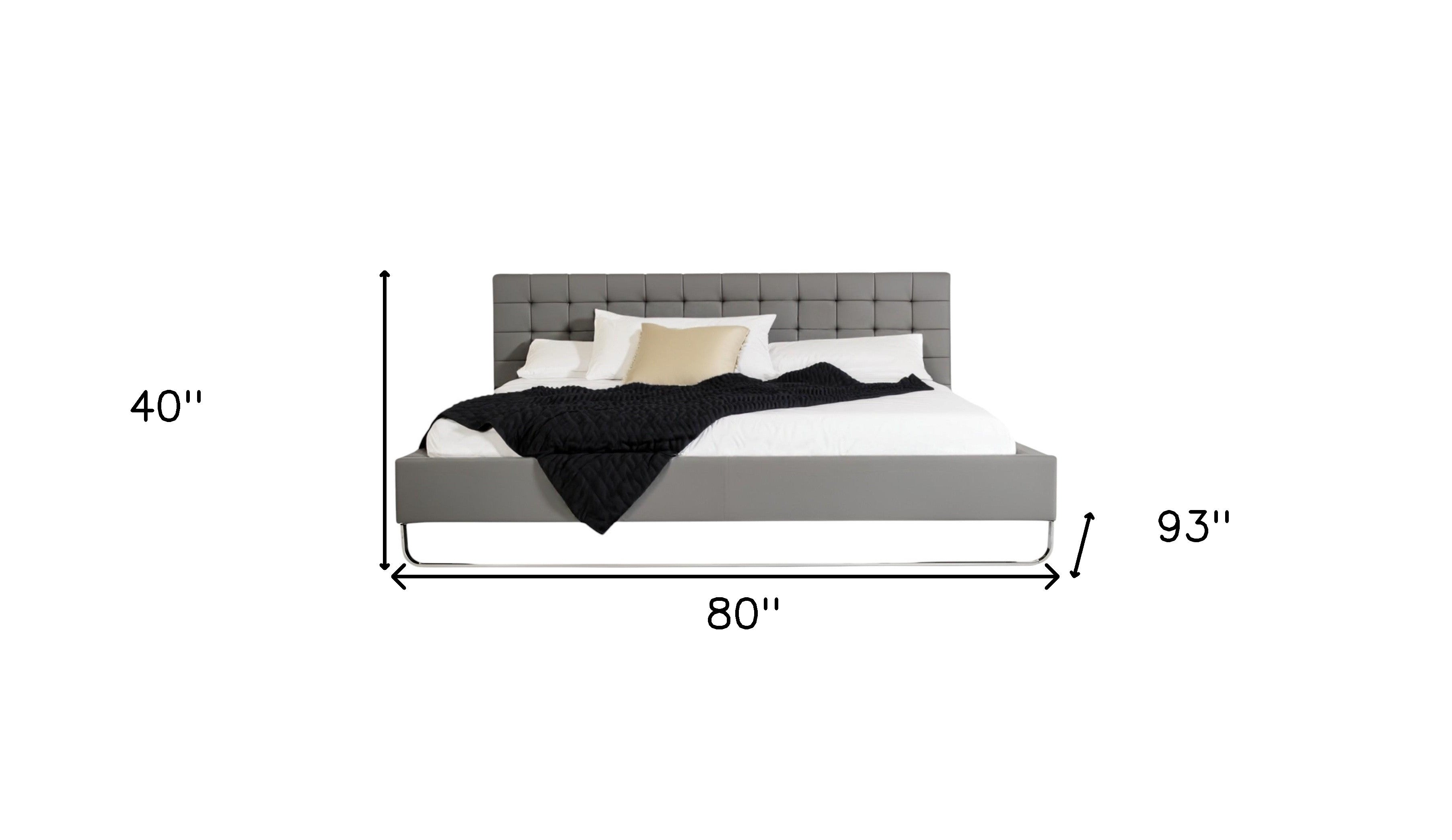 Gray Wood And Tufted Faux Leather California King Bed Frame