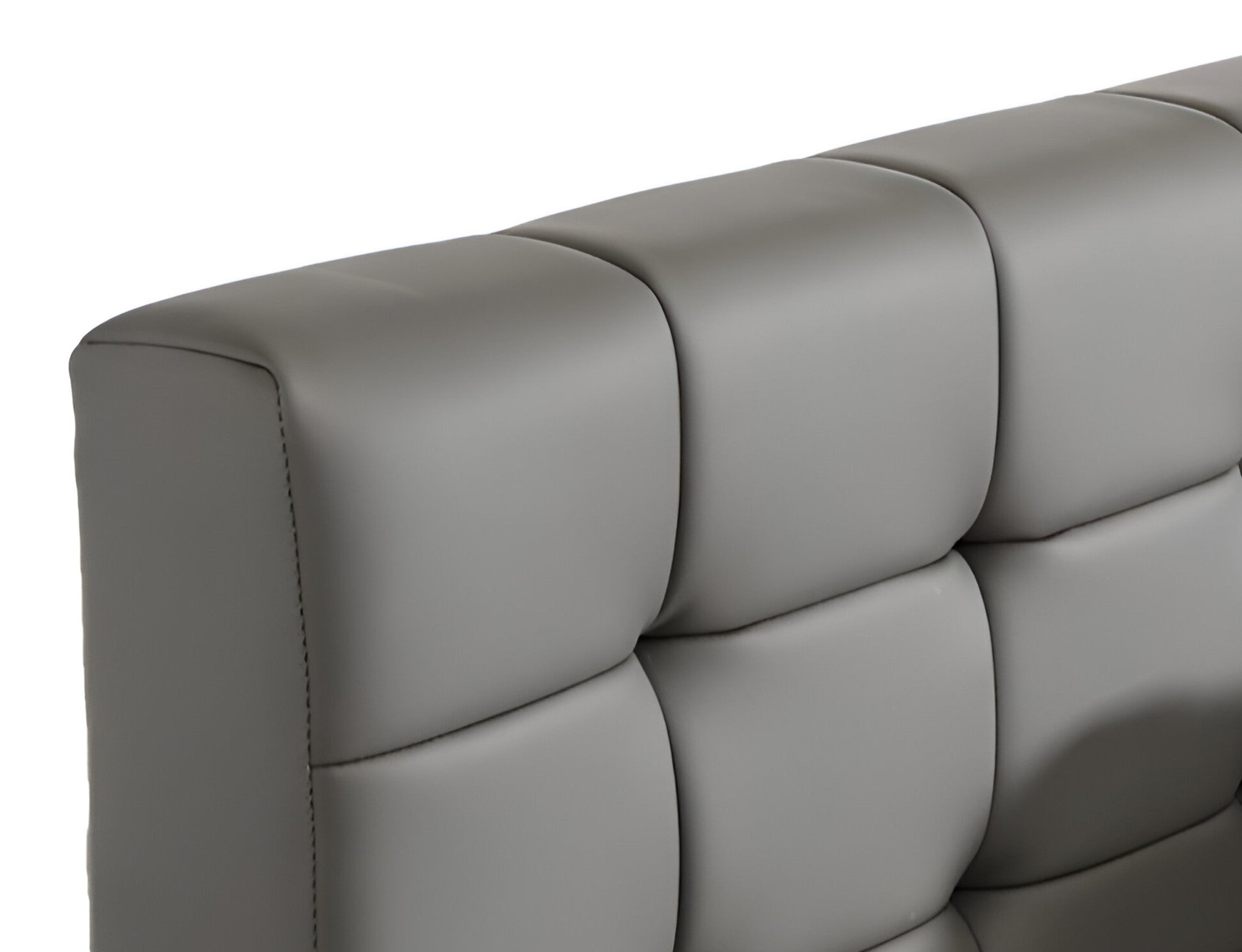 Gray Wood And Tufted Faux Leather California King Bed Frame