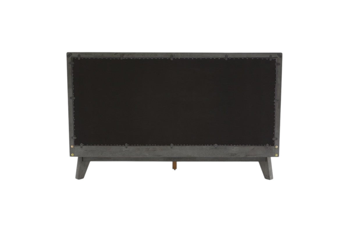 Gray Wood And Linen Queen Bed Frame
