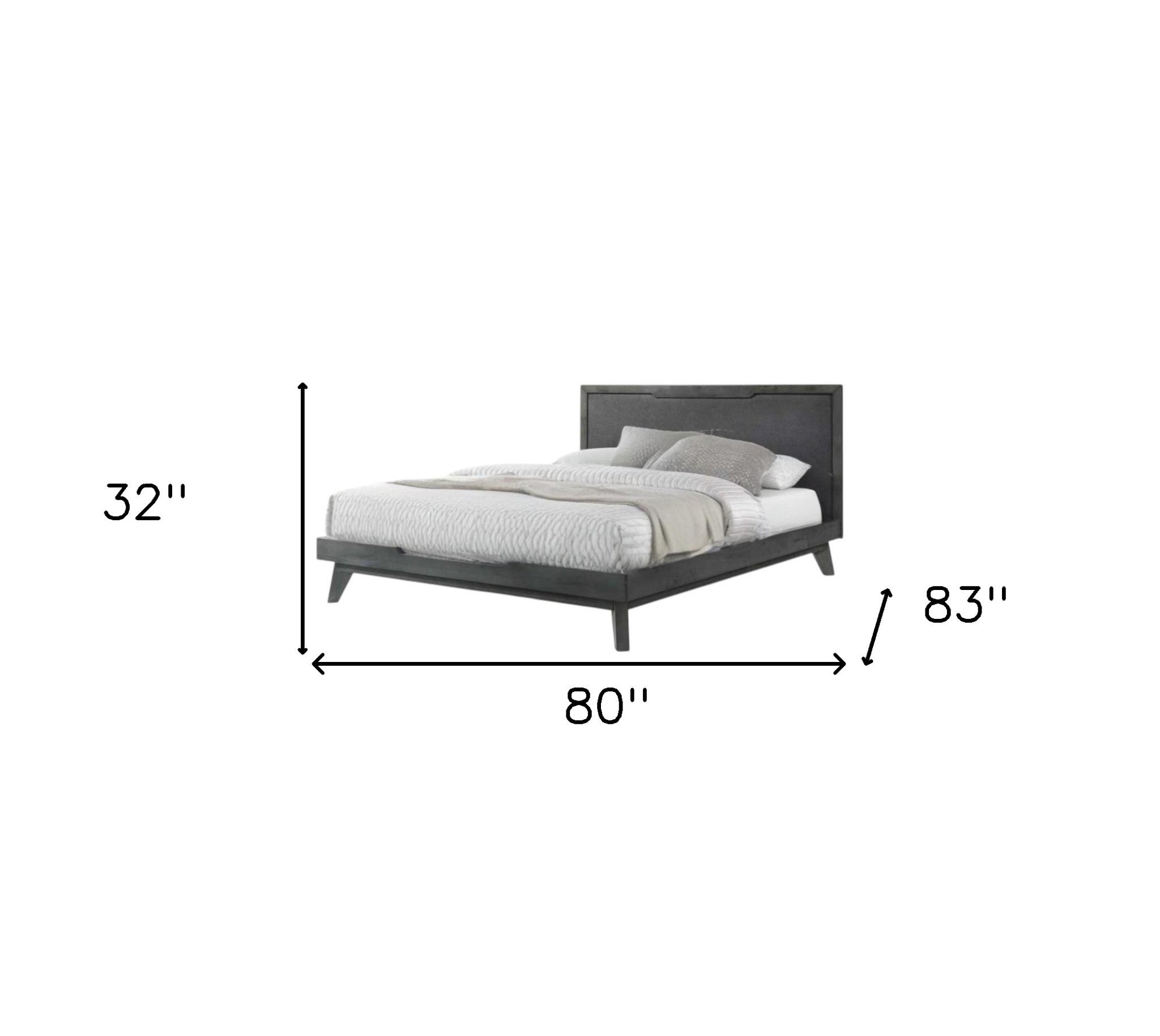 Gray Wood And Linen King Bed Frame