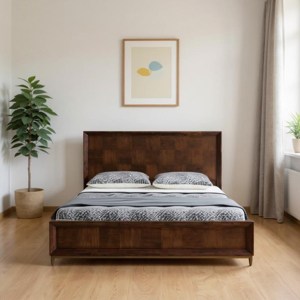 Brown Wood Queen Bed Frame