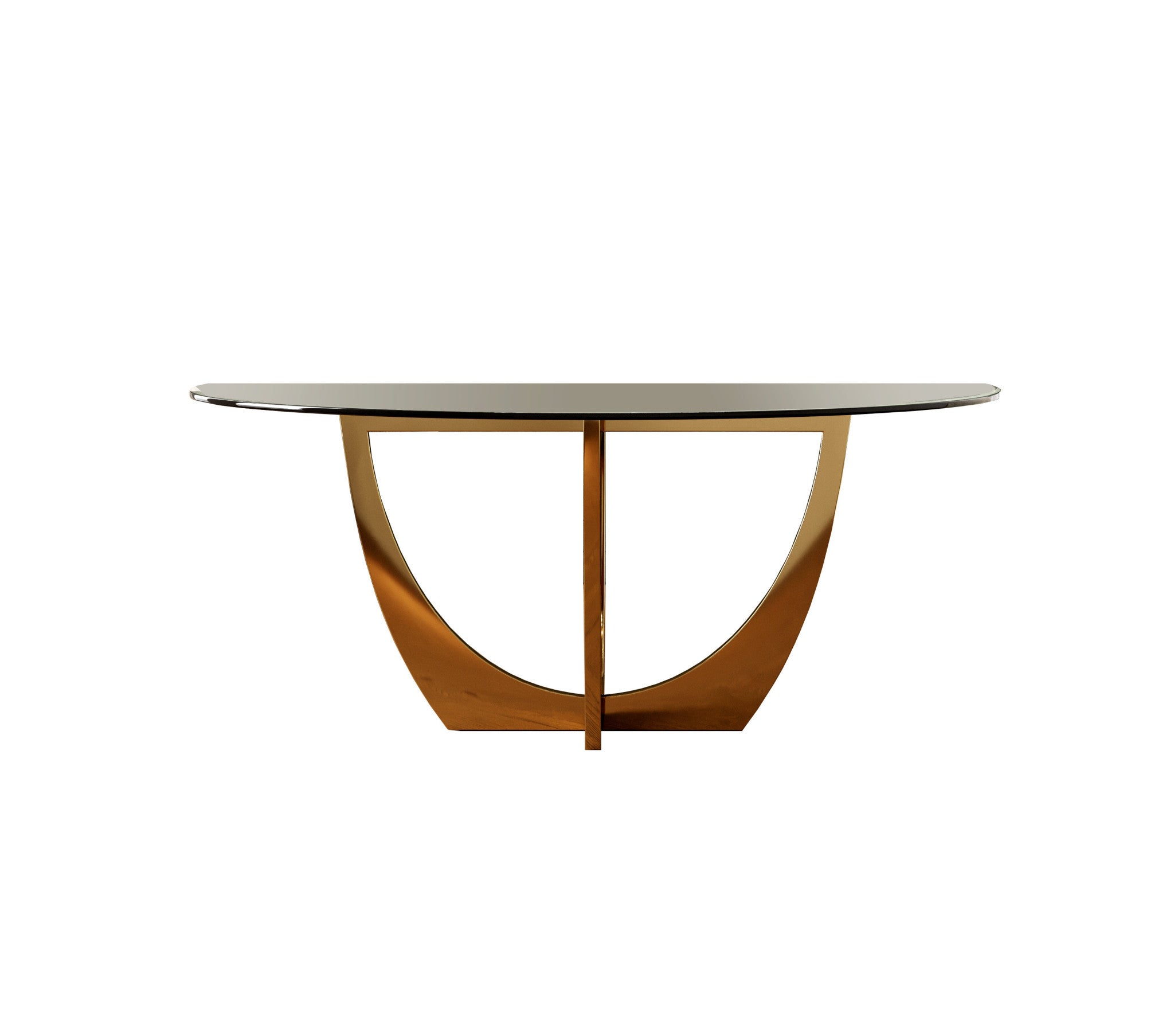 71" Clear and Gold Glass and Stainless Steel Pedestal Base Oval Dining Table