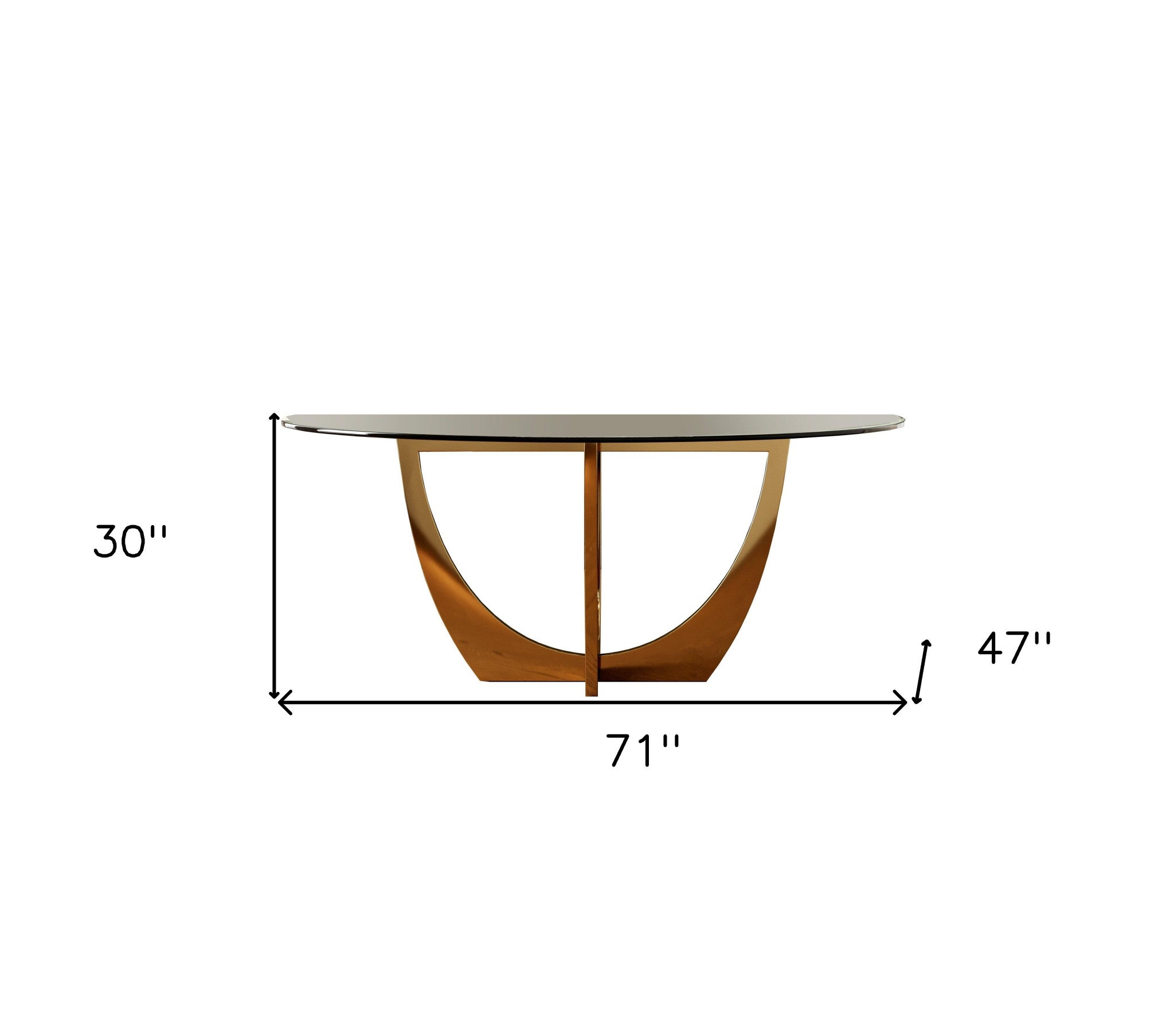 71" Clear and Gold Glass and Stainless Steel Pedestal Base Oval Dining Table