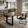 102" Brown And Black Solid Wood And Metal Sled Base Dining Table