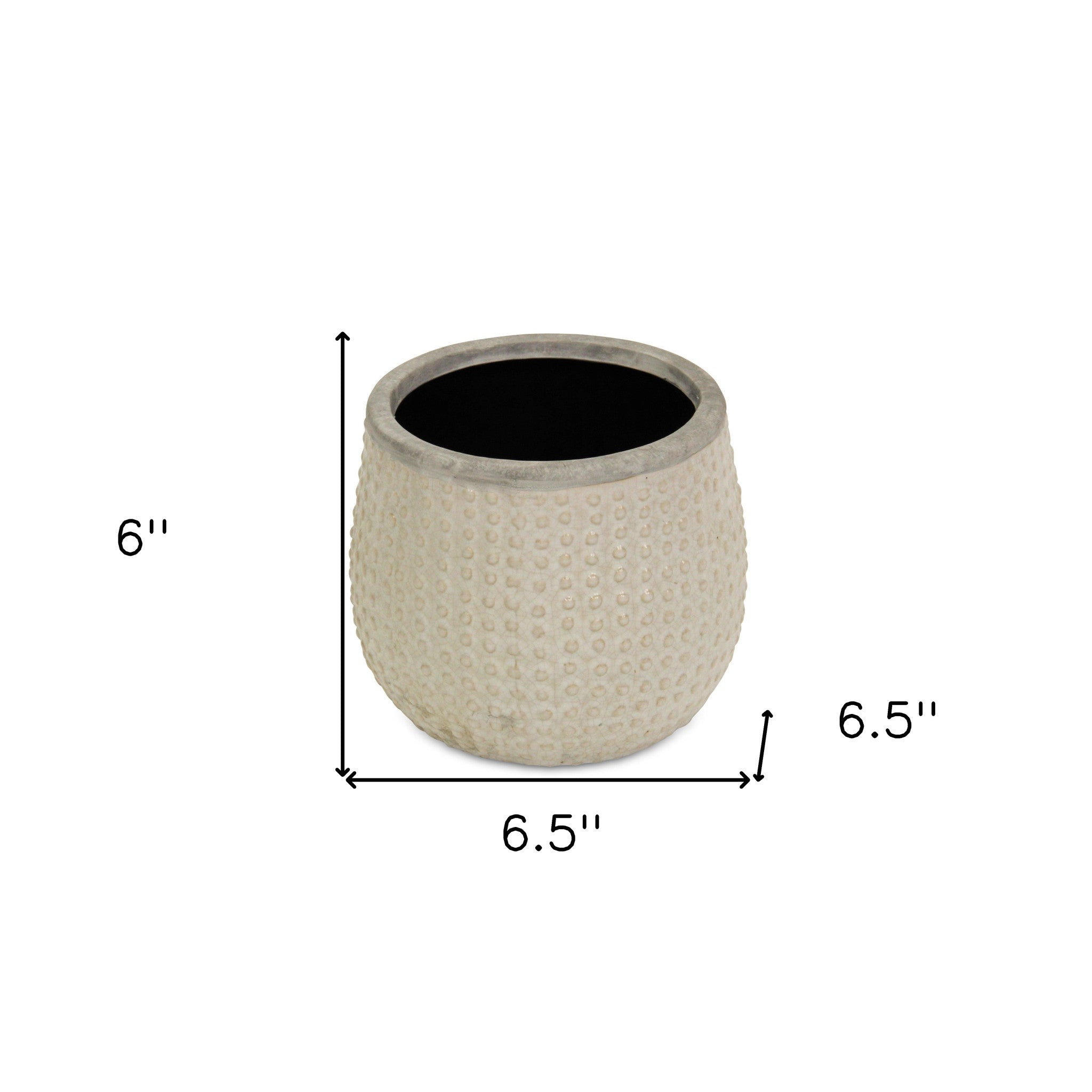 7" Beige Dot Ceramic Indoor Outdoor Round Pot Planter
