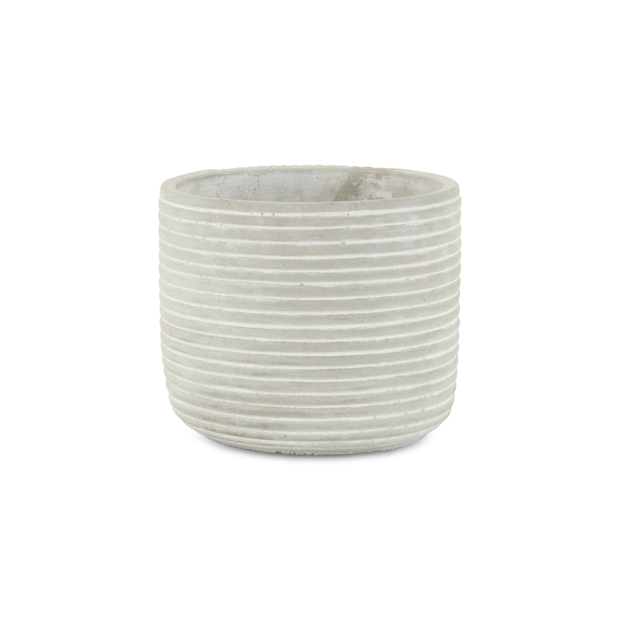 7" Light Gray Striped Cement Indoor Outdoor Round Pot Planter