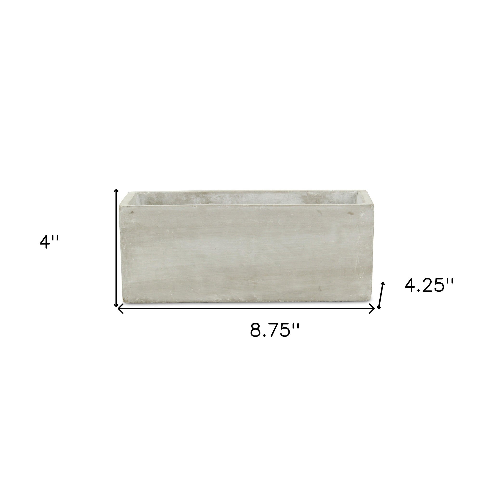 9" Light Gray Cement Indoor Outdoor Rectangular Pot Planter