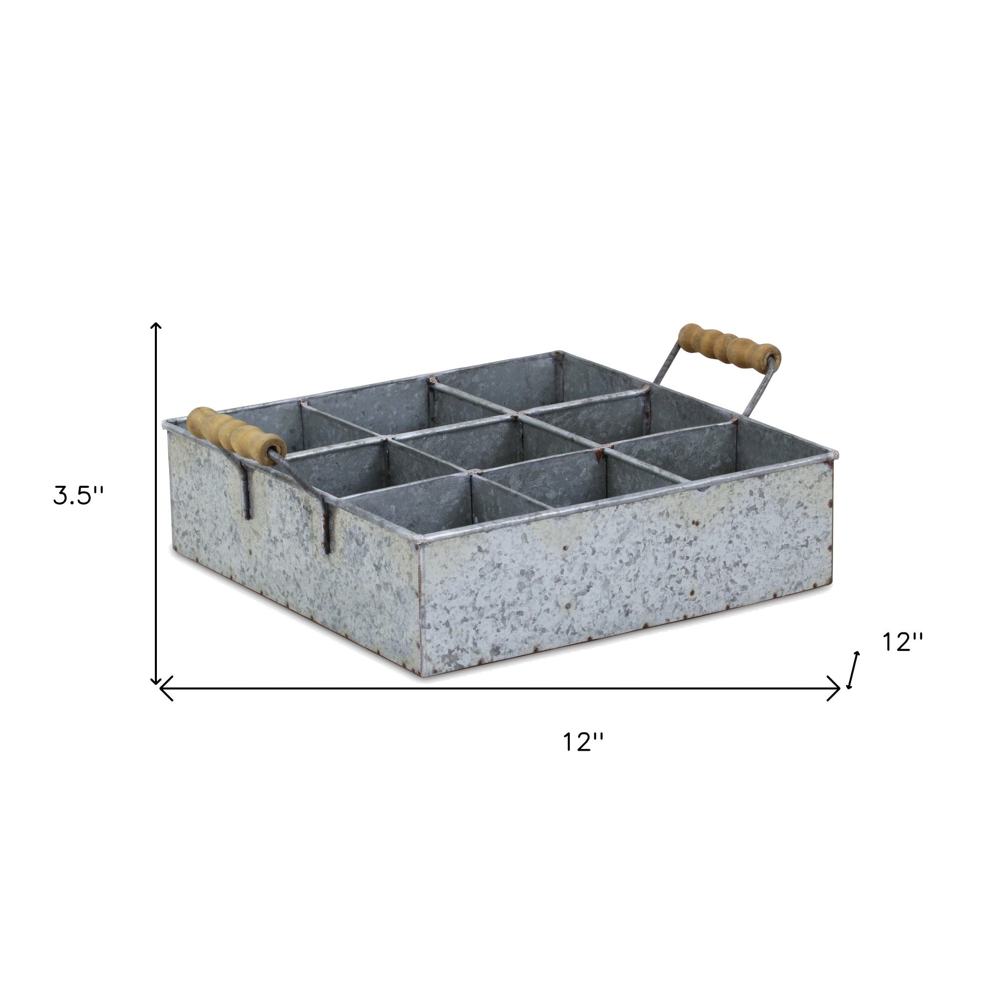 12" Silver Galvanized Metal Box