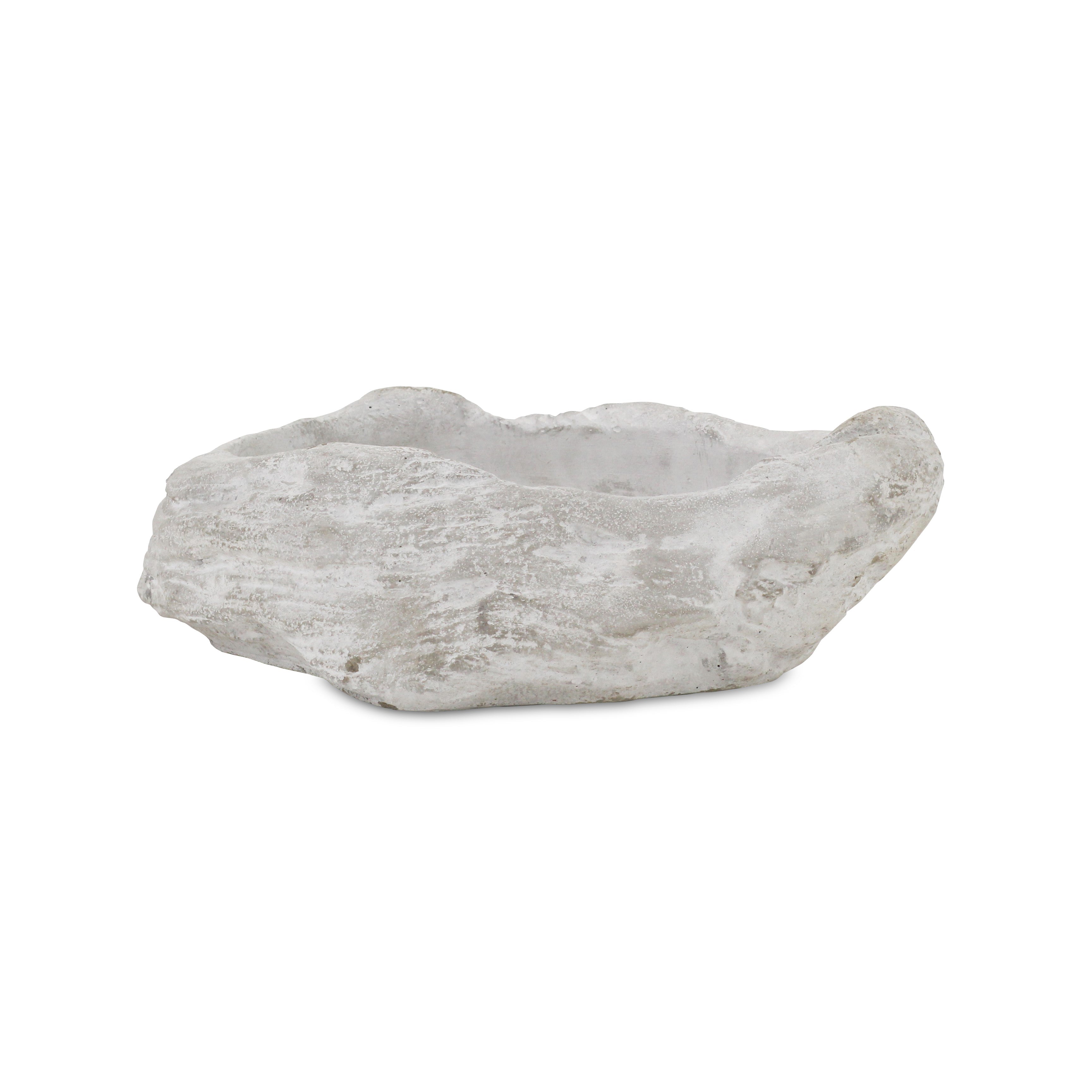 13" White Cement Indoor Outdoor Organic Shape Pot Planter