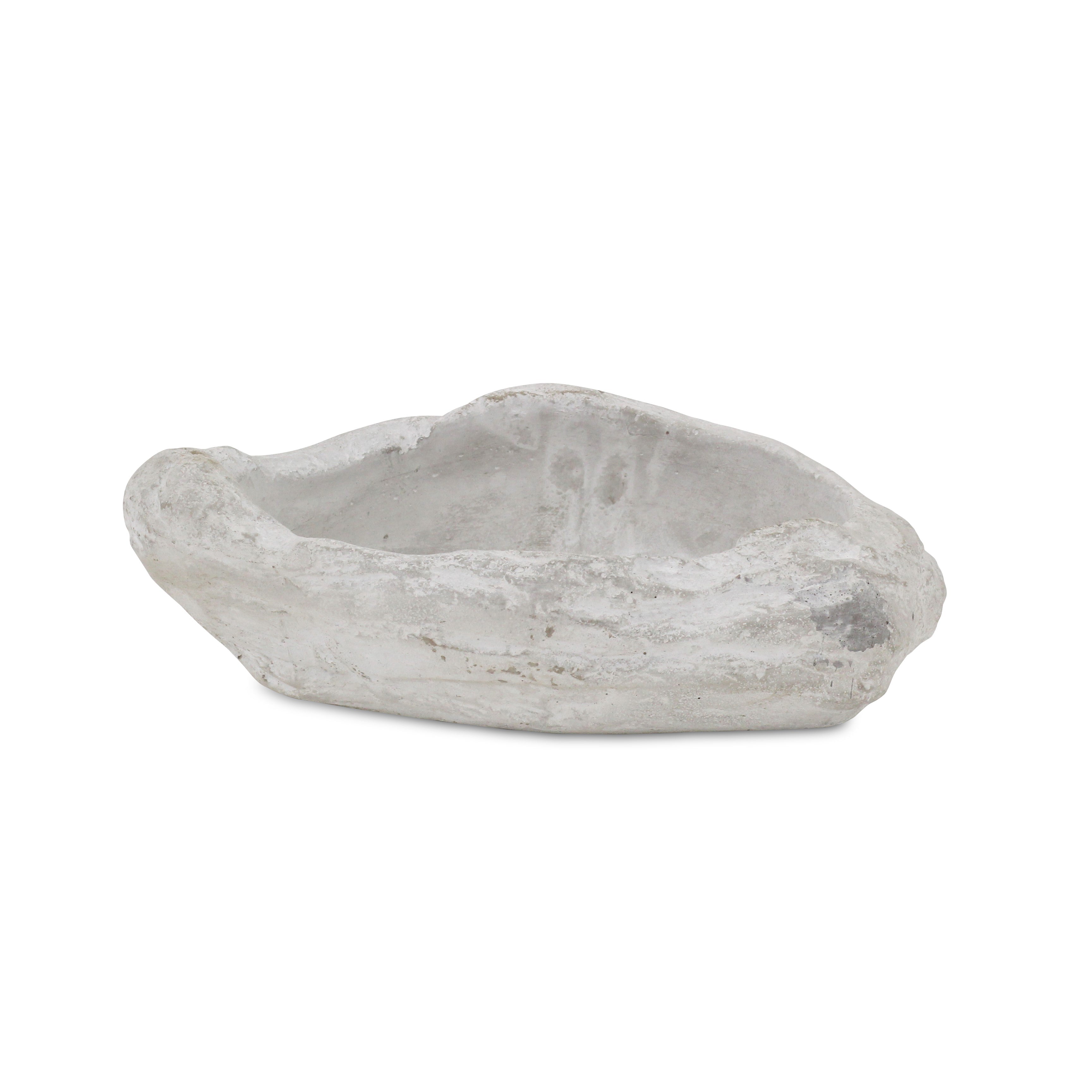 13" White Cement Indoor Outdoor Organic Shape Pot Planter