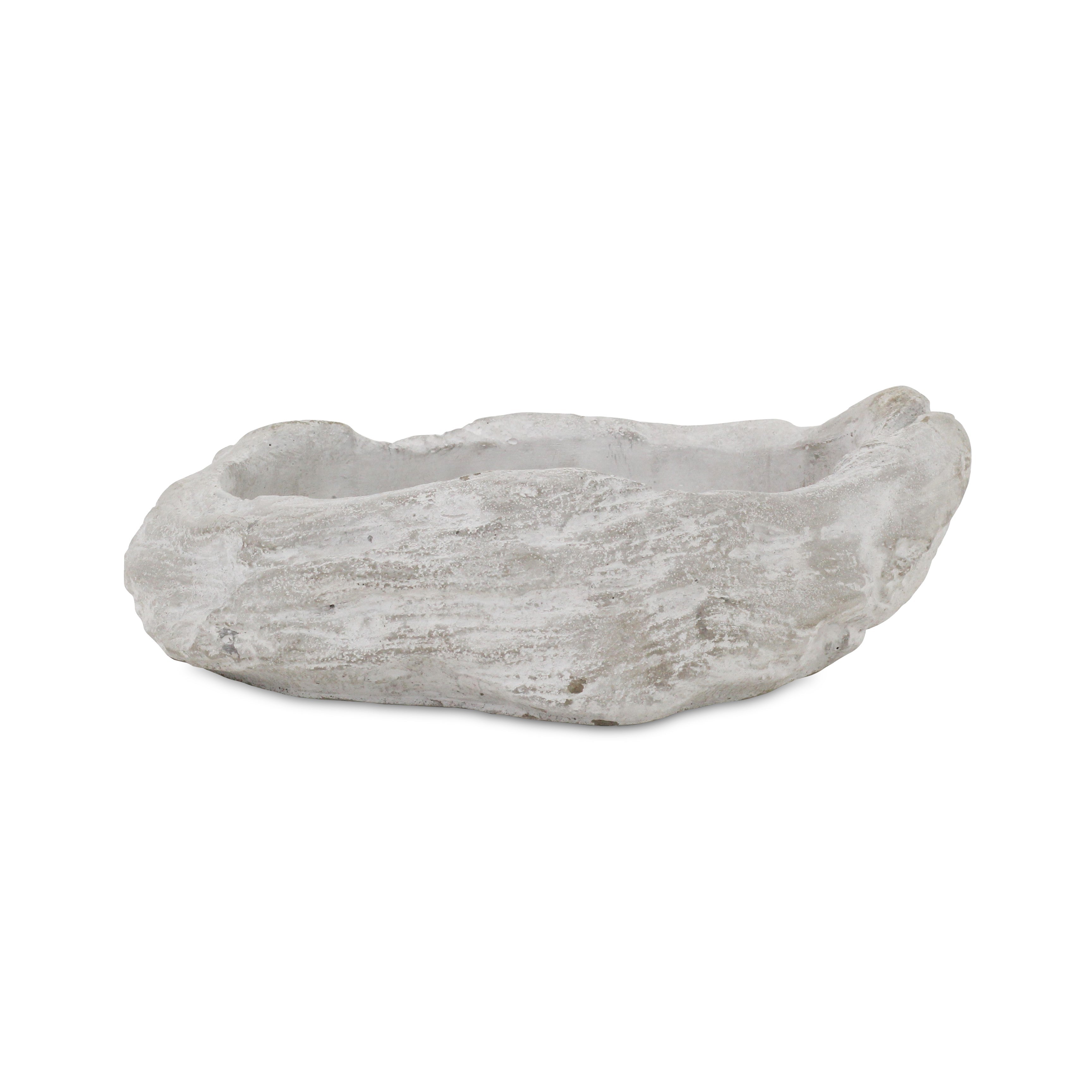 13" White Cement Indoor Outdoor Organic Shape Pot Planter
