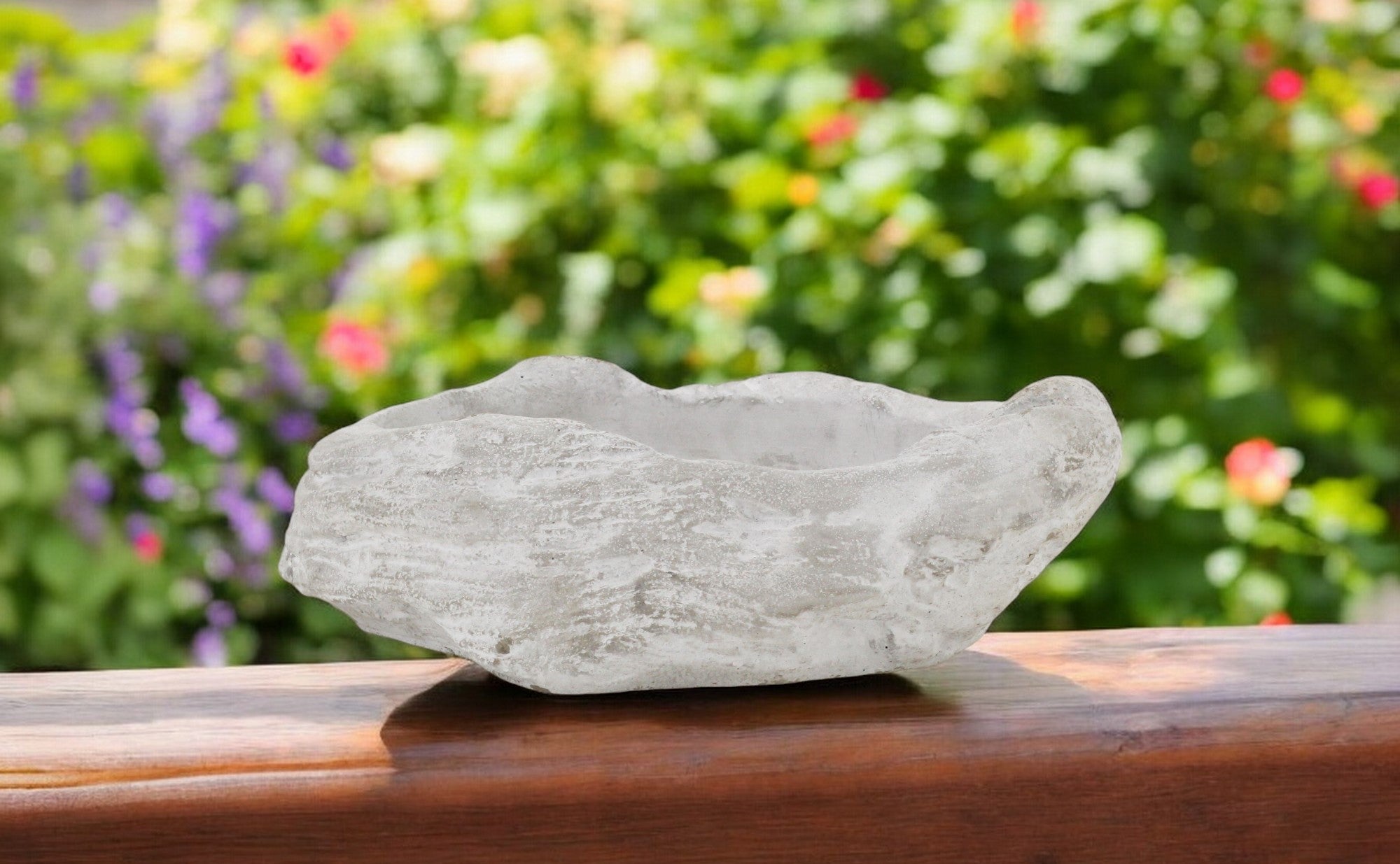 13" White Cement Indoor Outdoor Organic Shape Pot Planter