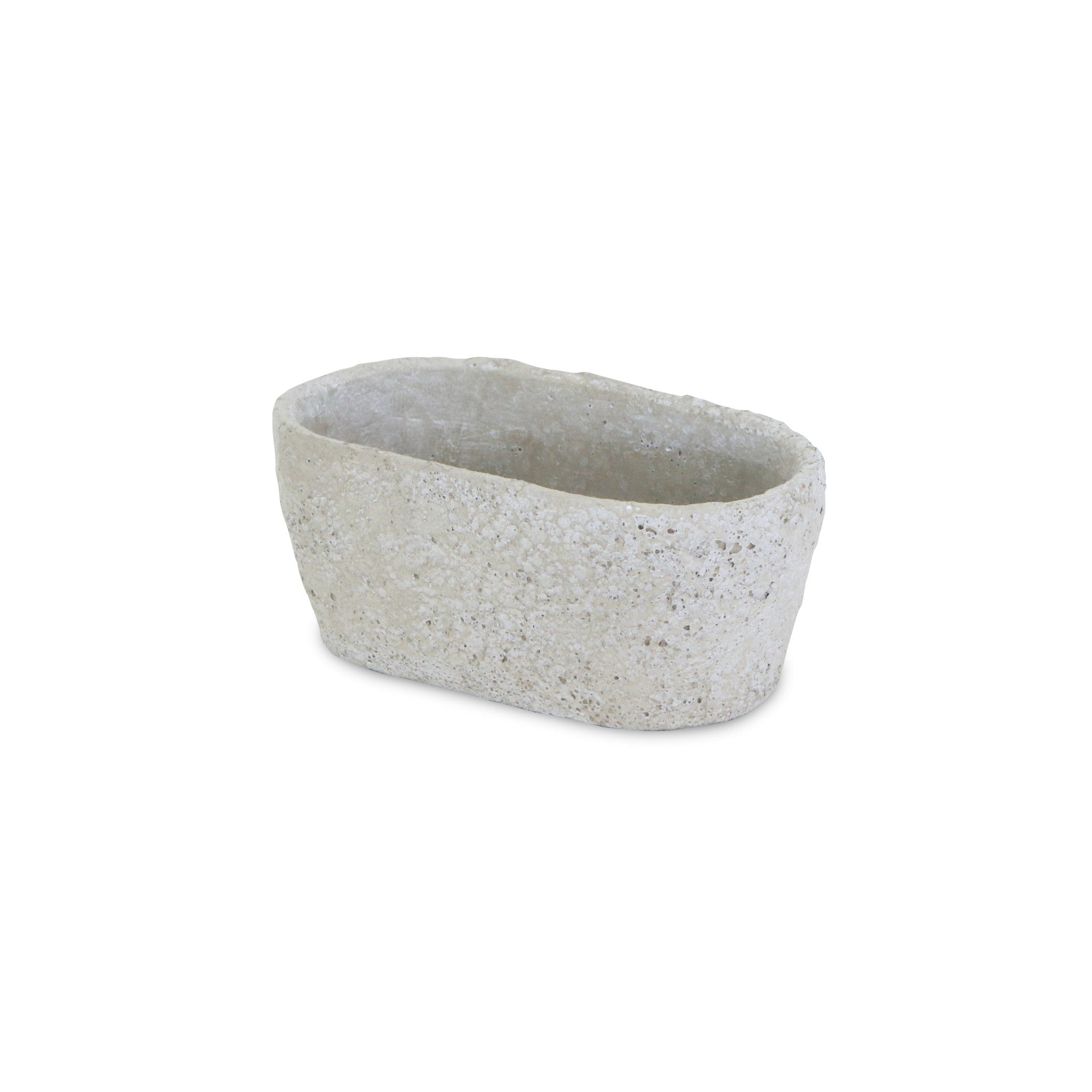 9" Gray Speckle Glaze Cement Indoor Outdoor Oval Pot Planter