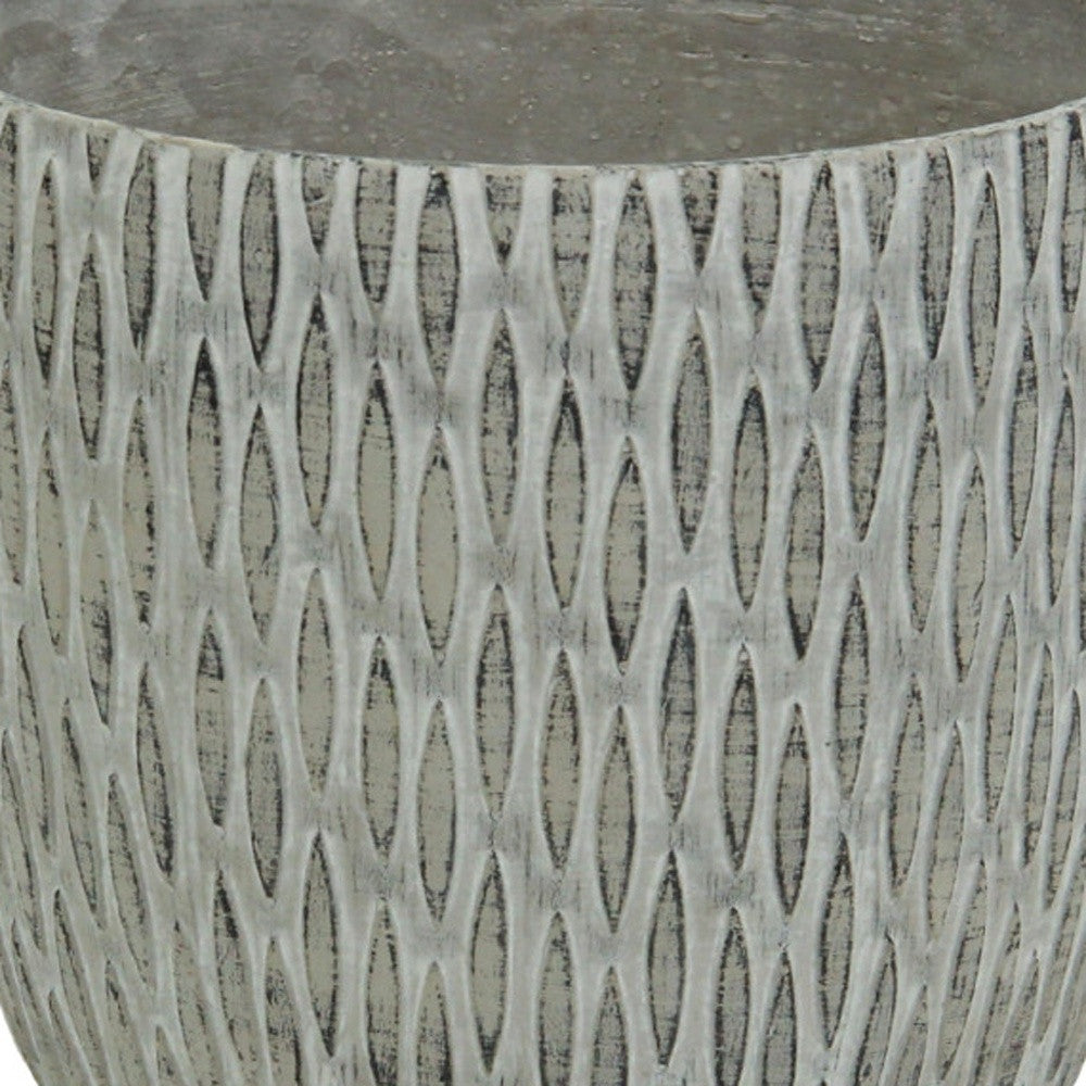 7" Gray Geometric Cement Indoor Outdoor Round Pot Planter