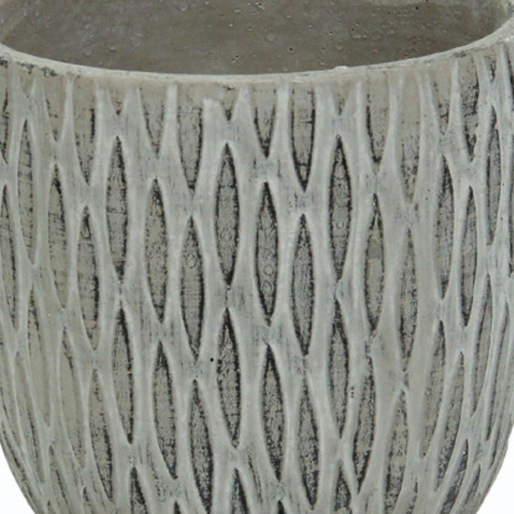 5" Gray Geometric Cement Indoor Outdoor Round Pot Planter