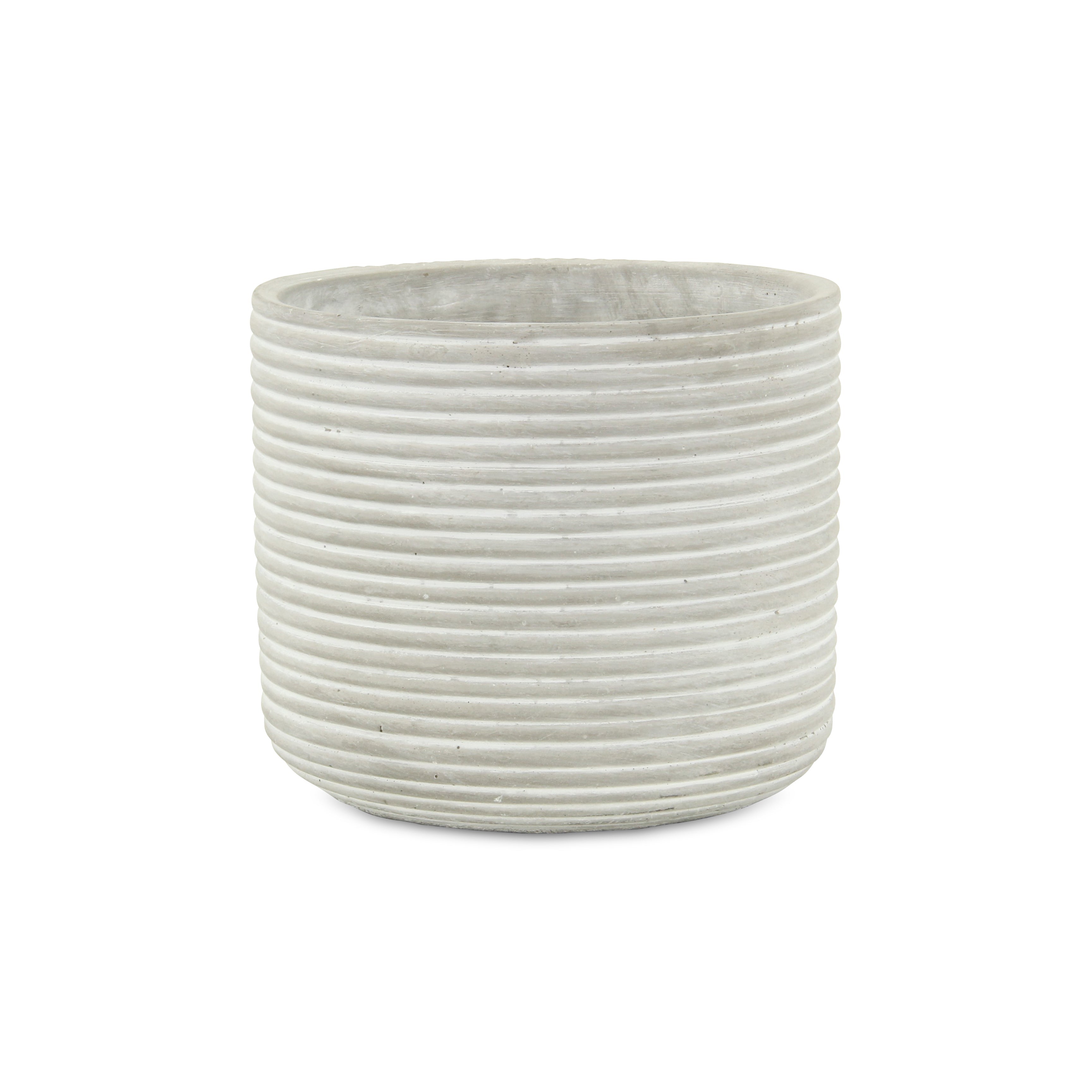 7" Gray Striped Cement Indoor Outdoor Round Pot Planter