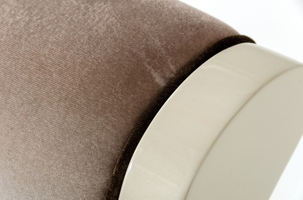 Set of Two Off White And Champagne Upholstered Velvet Dining Side Chairs